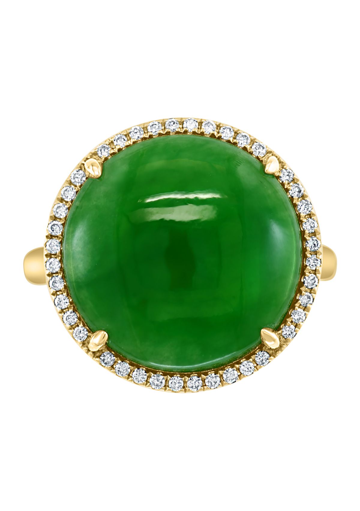 1/6 ct. t.w. Diamond and 8.15 ct. t.w. Green Jade Ring in 14K Yellow Gold 
