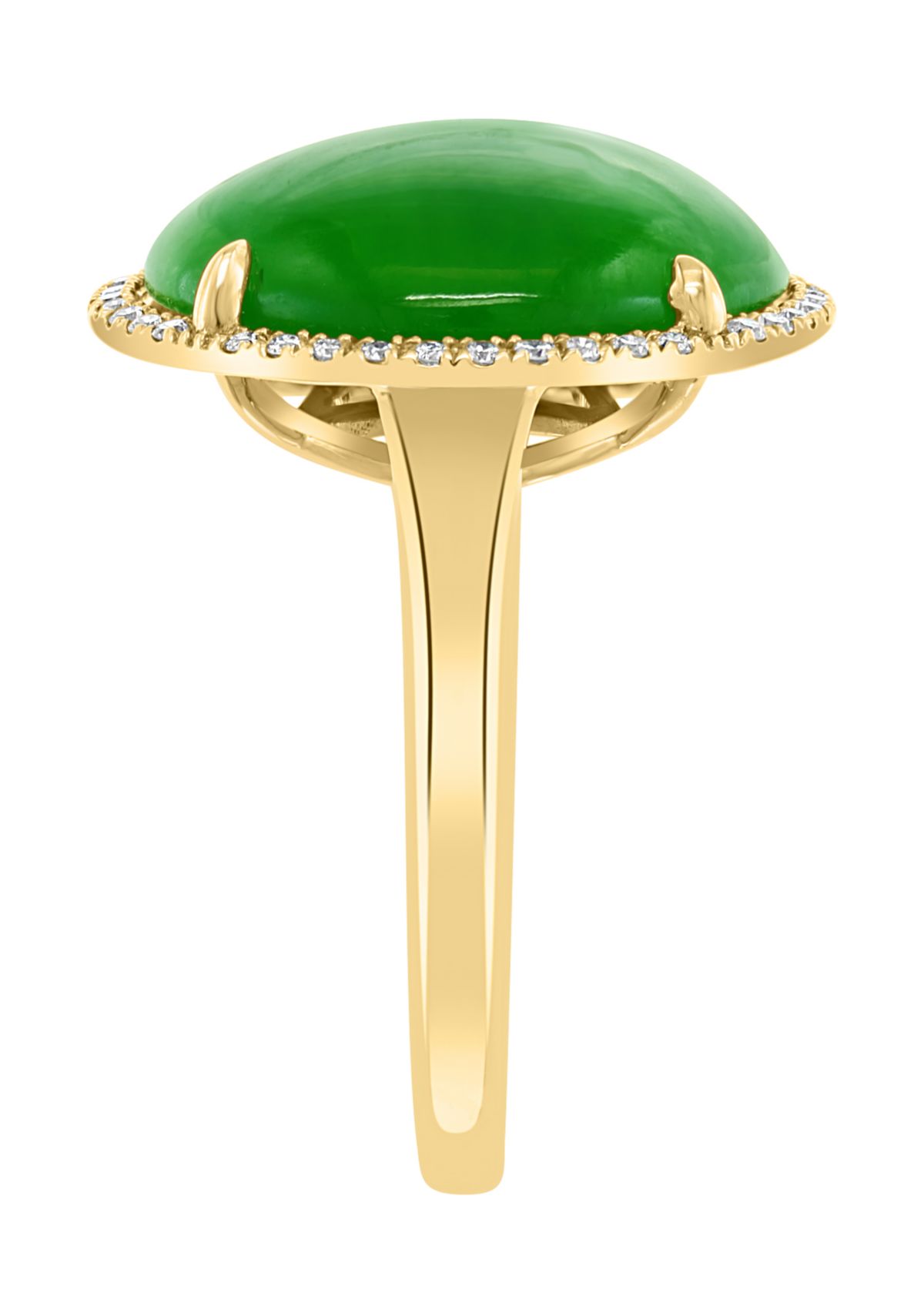 1/6 ct. t.w. Diamond and 8.15 ct. t.w. Green Jade Ring in 14K Yellow Gold 