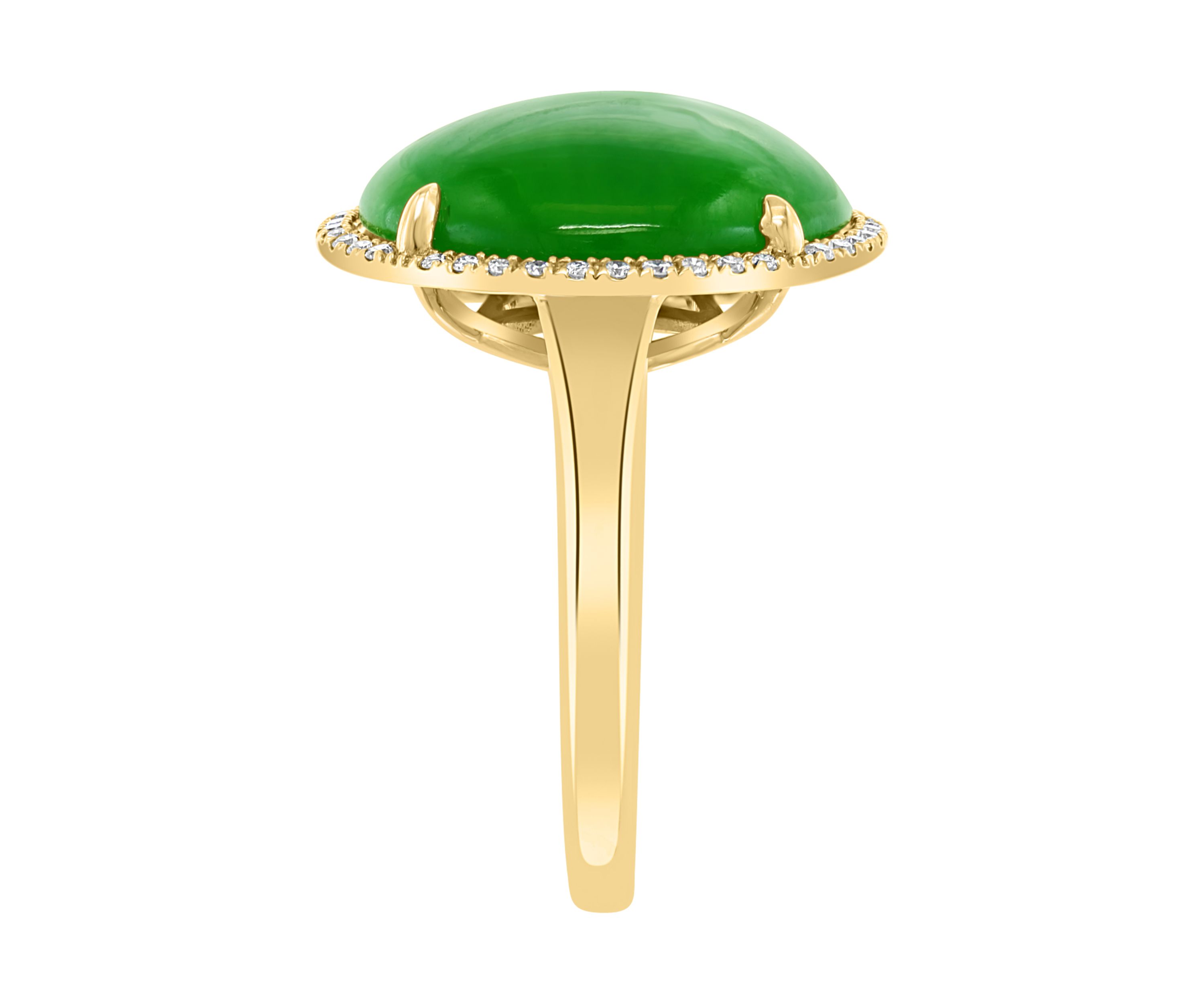 1/6 ct. t.w. Diamond and 8.15 ct. t.w. Green Jade Ring in 14K Yellow Gold 