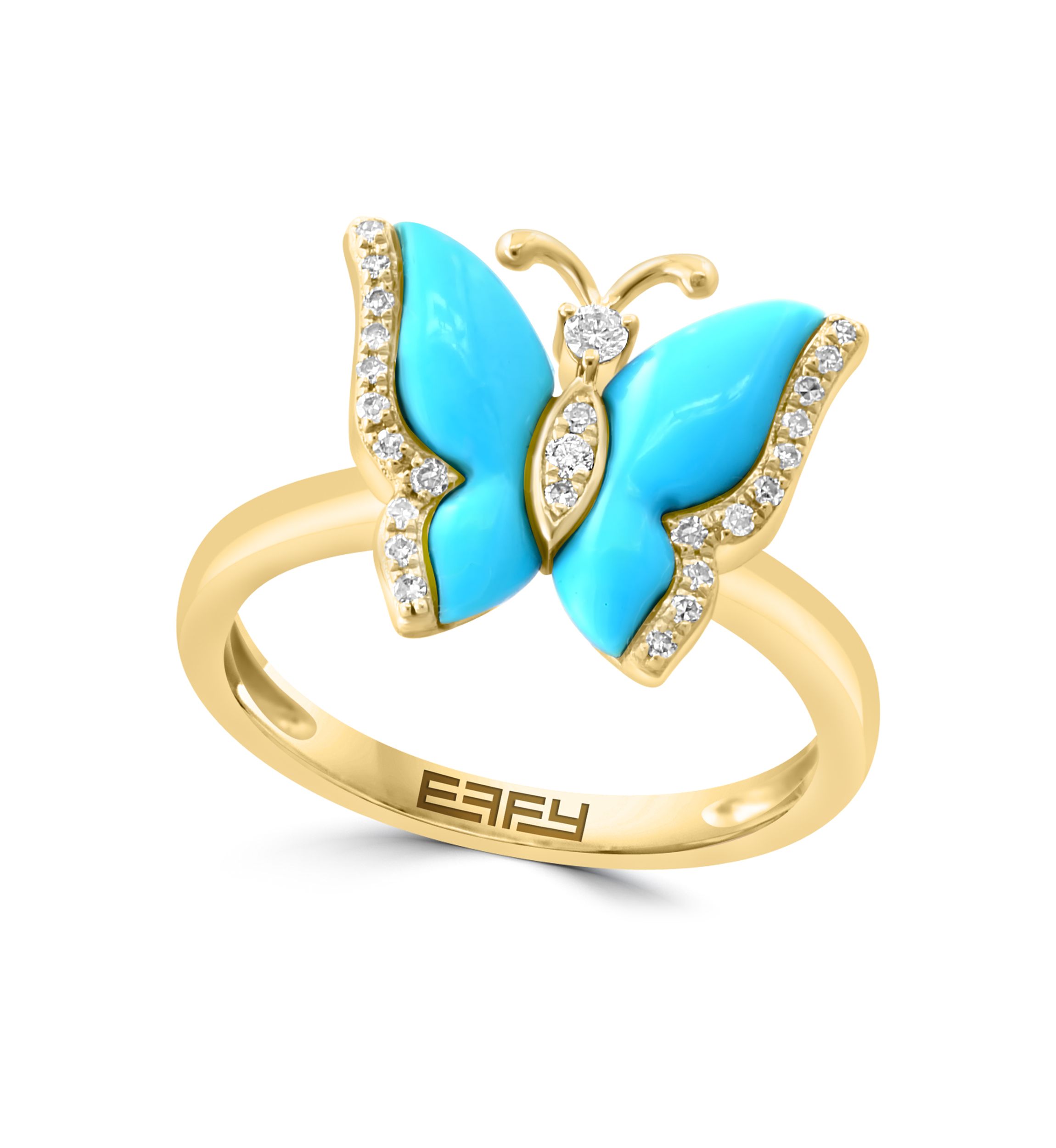 1/10 ct. t.w. Diamond, 1.2 ct. t.w. Turquoise Ring in 14K Yellow Gold