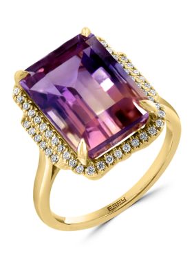 Effy 14K Yellow Gold Diamond Ametrine Ring