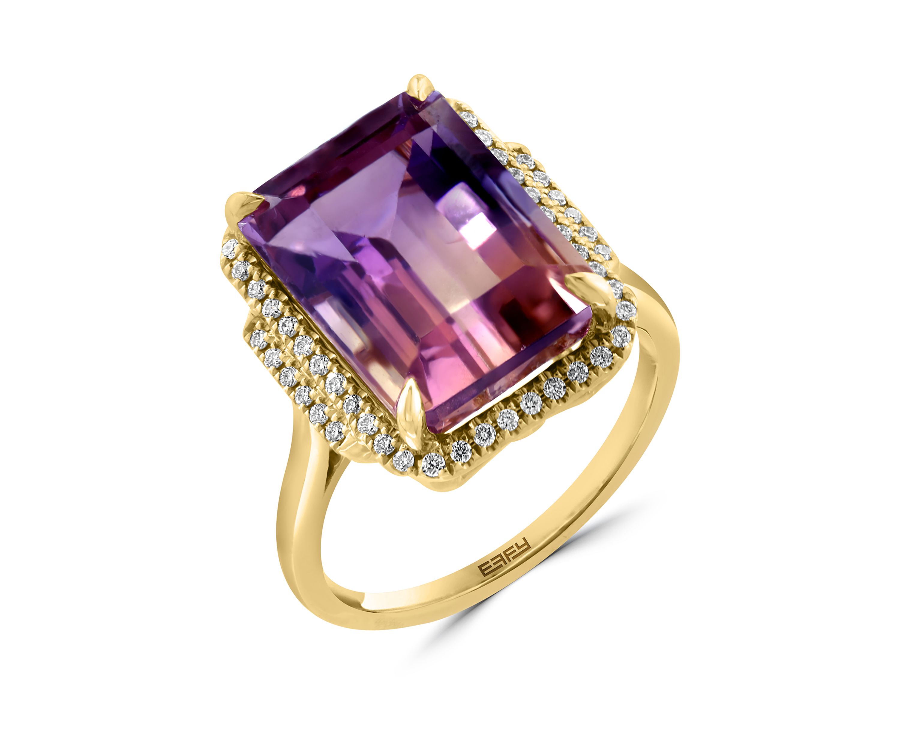 14K Yellow Gold Diamond Ametrine Ring