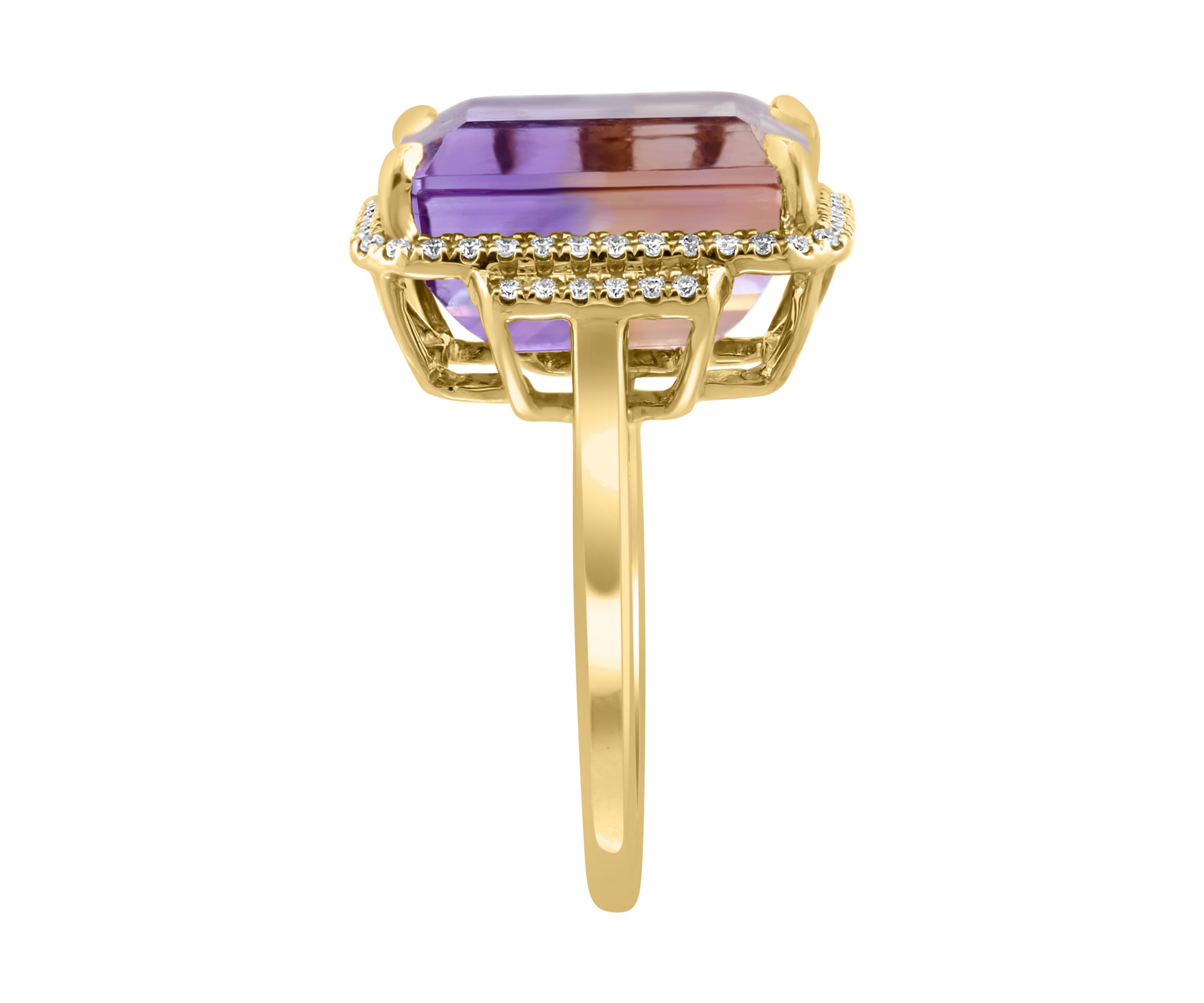 14K Yellow Gold Diamond Ametrine Ring