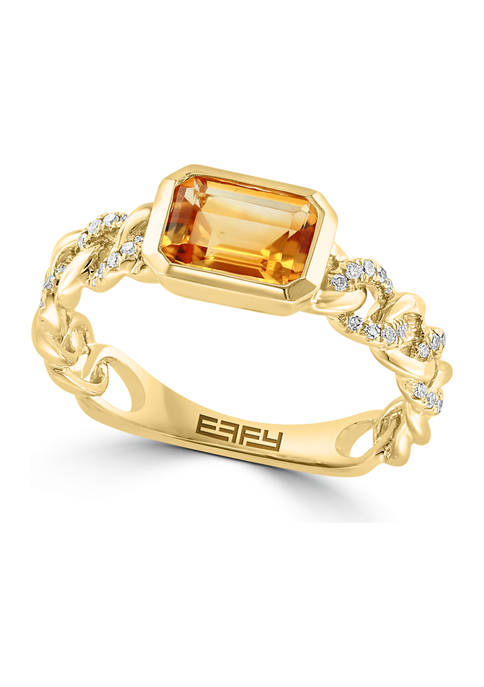 Effy® 14K Yellow Gold Diamond and Citrine Ring