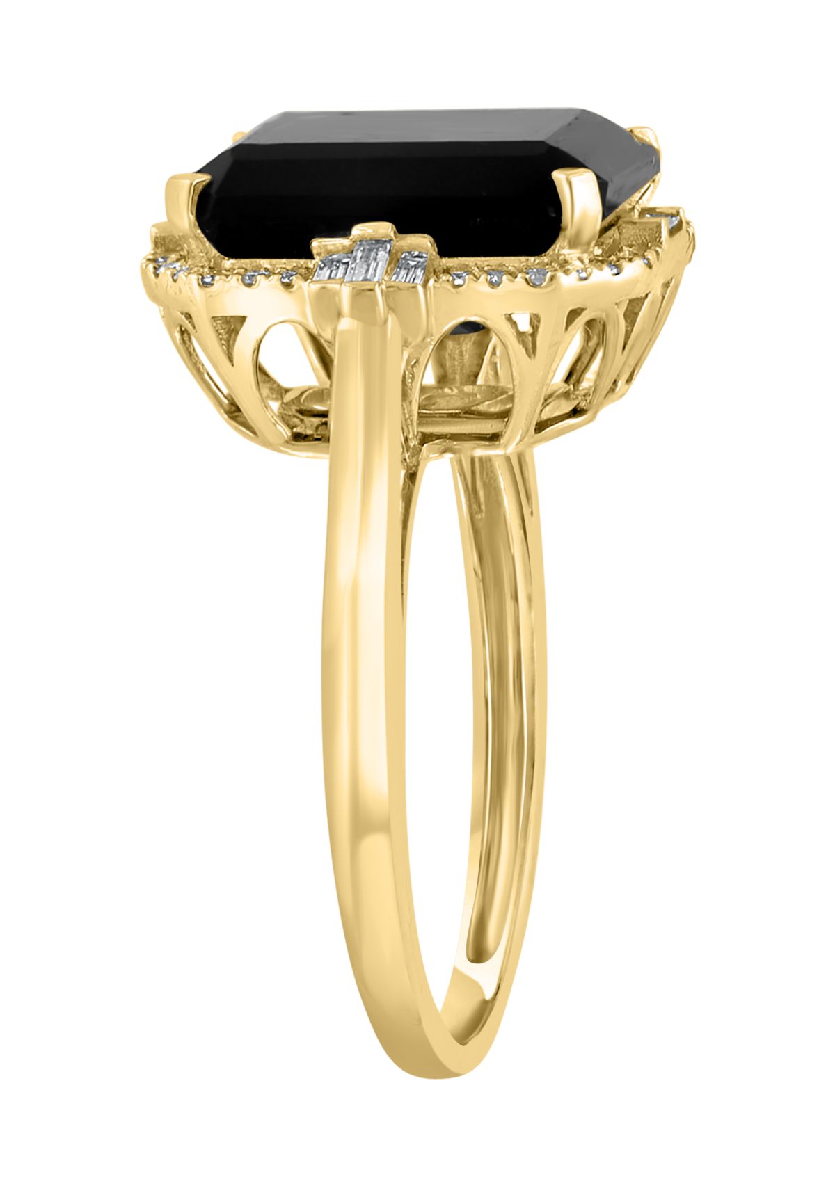 1/5 ct. t.w. Diamond and Onyx square Ring in 14K Yellow Gold