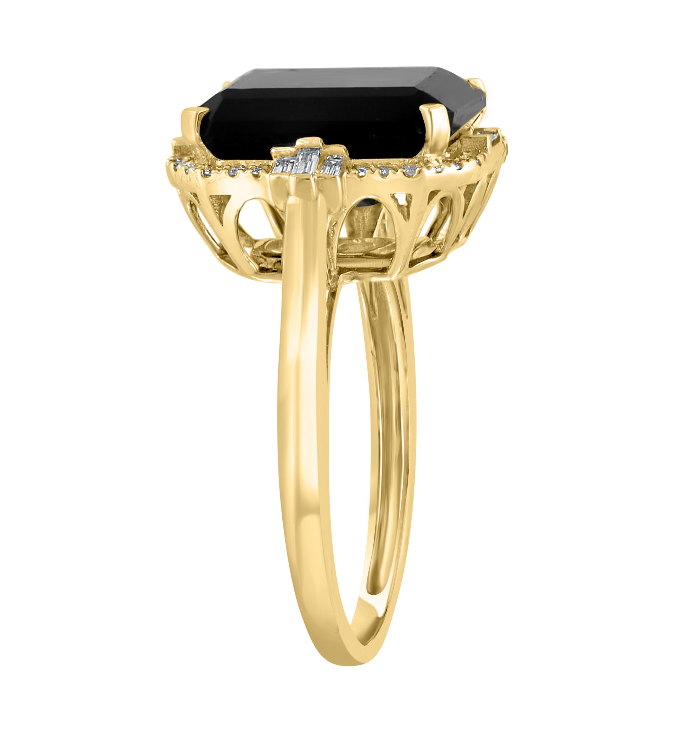 1/5 ct. t.w. Diamond and Onyx square Ring in 14K Yellow Gold