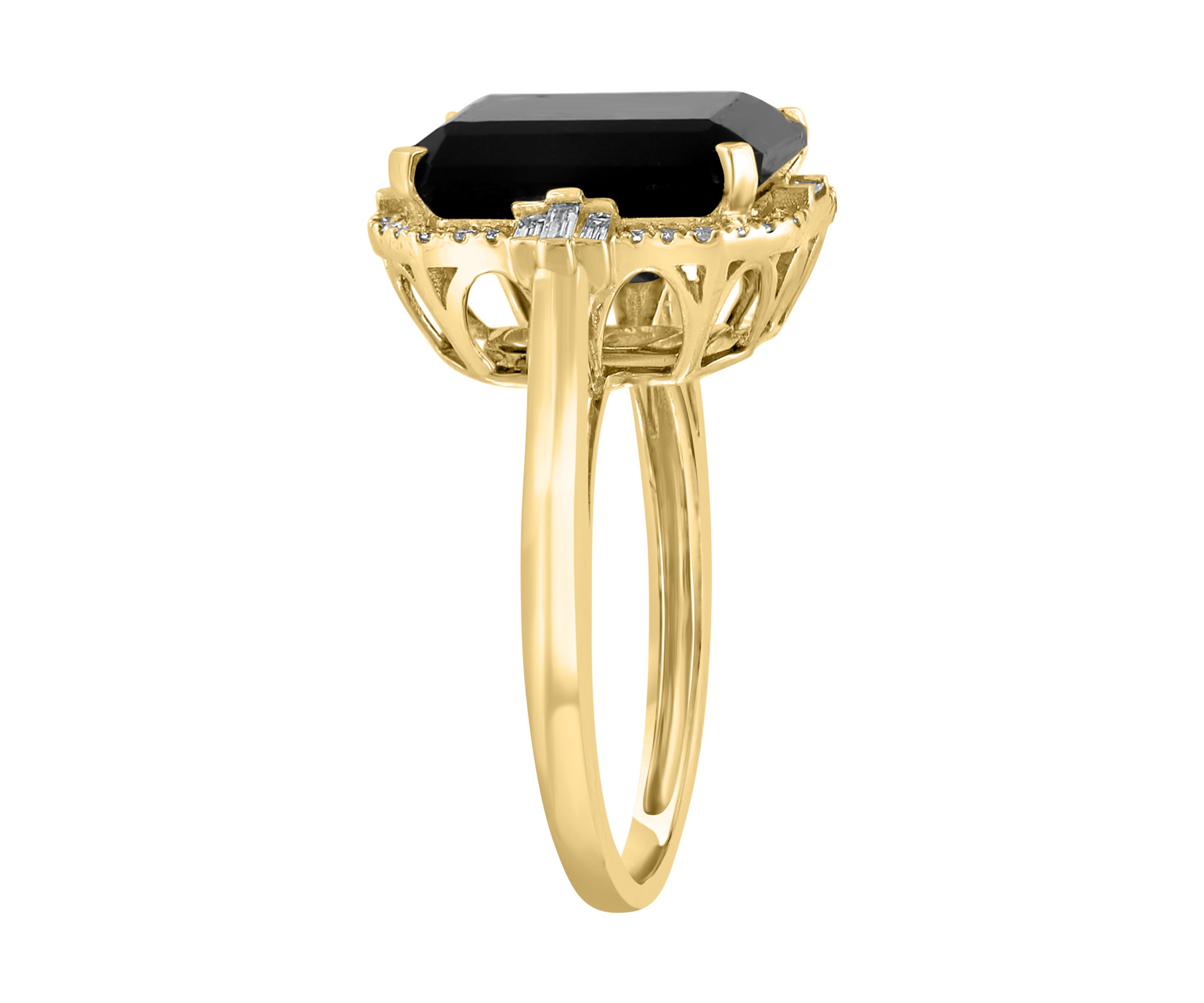 1/5 ct. t.w. Diamond and Onyx square Ring in 14K Yellow Gold