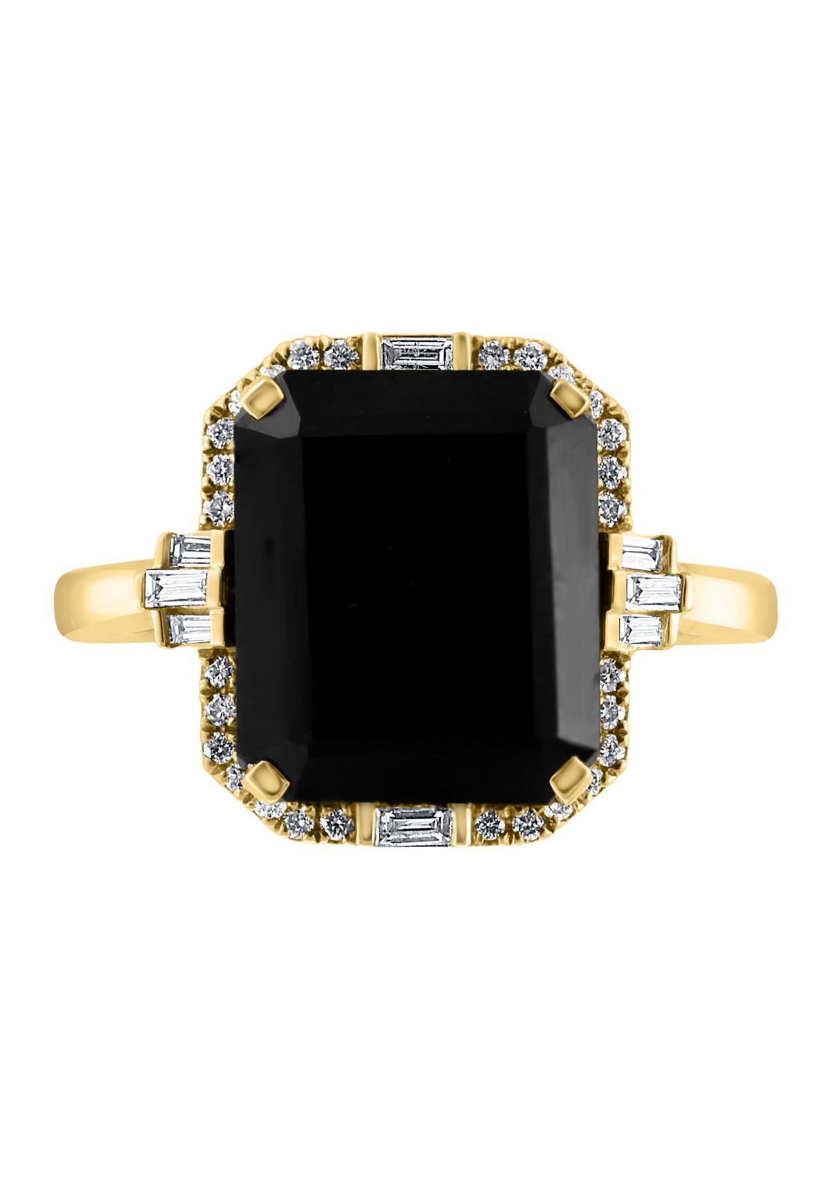 1/5 ct. t.w. Diamond and Onyx square Ring in 14K Yellow Gold