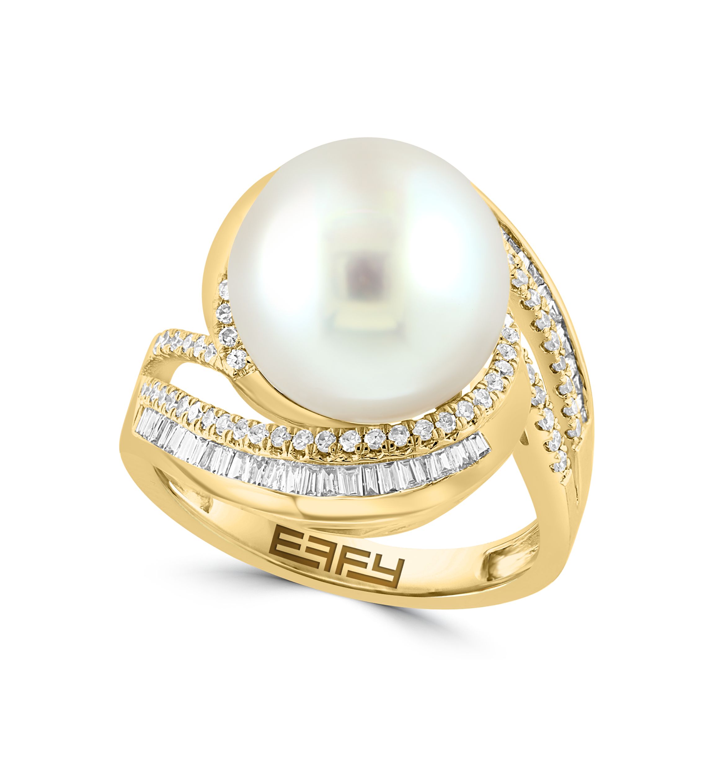 1/2 ct. t.w. Diamond and Freshwater Pearl Ring in 14K Yellow Gold