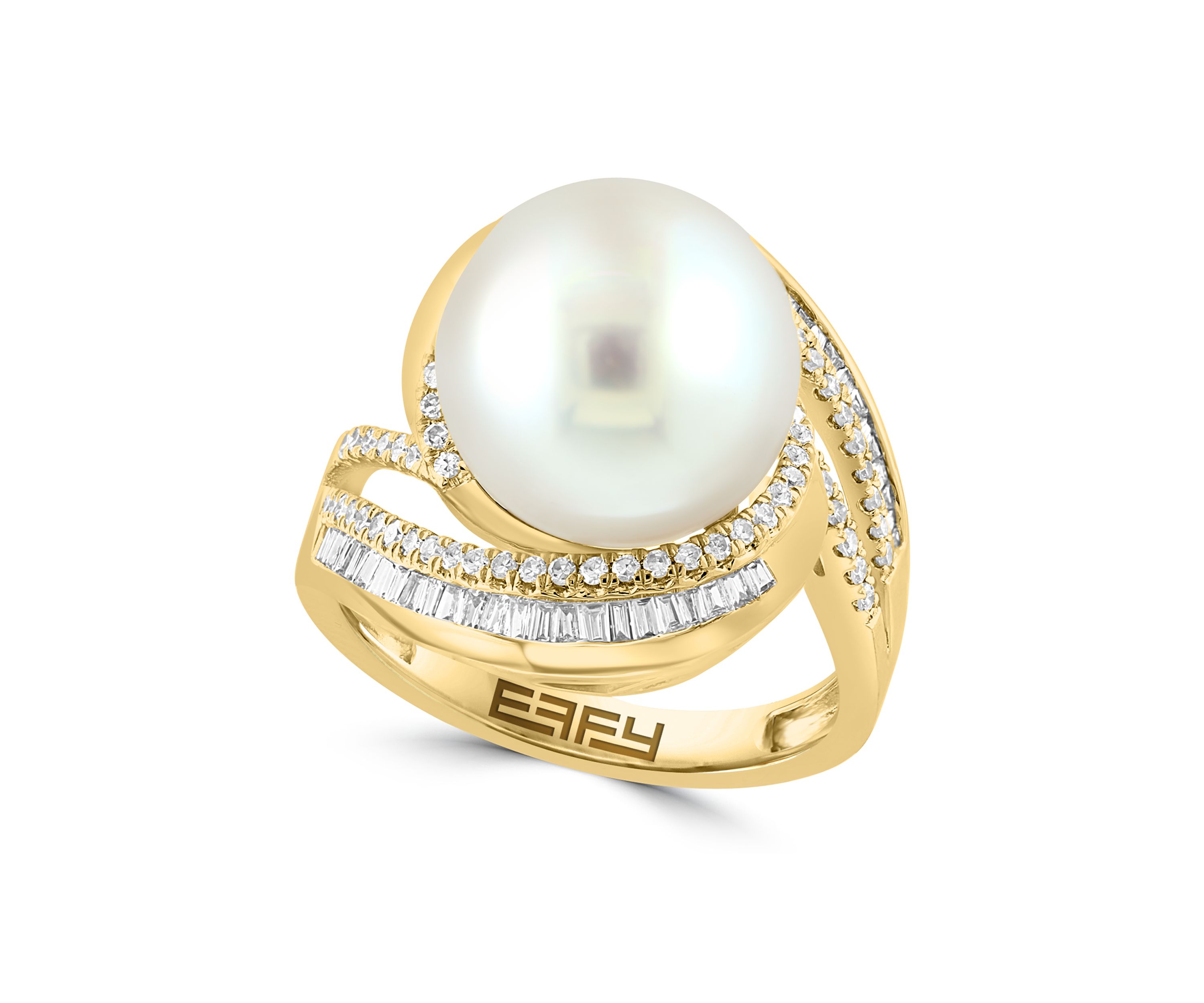 1/2 ct. t.w. Diamond and Freshwater Pearl Ring in 14K Yellow Gold