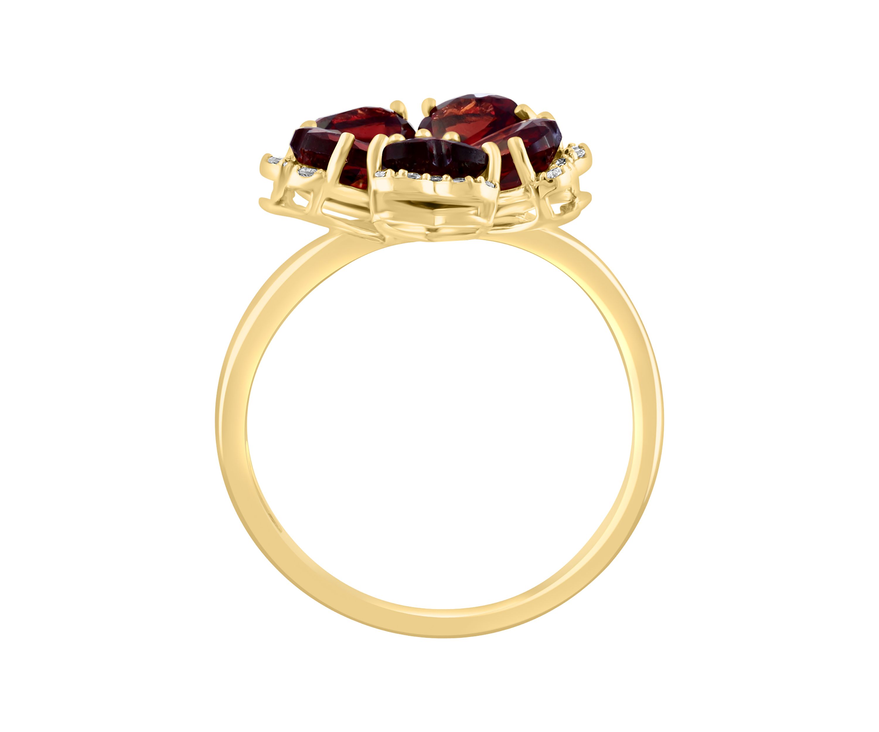 14K Yellow Gold Diamond, Garnet and Orange Sapphire Flower Ring