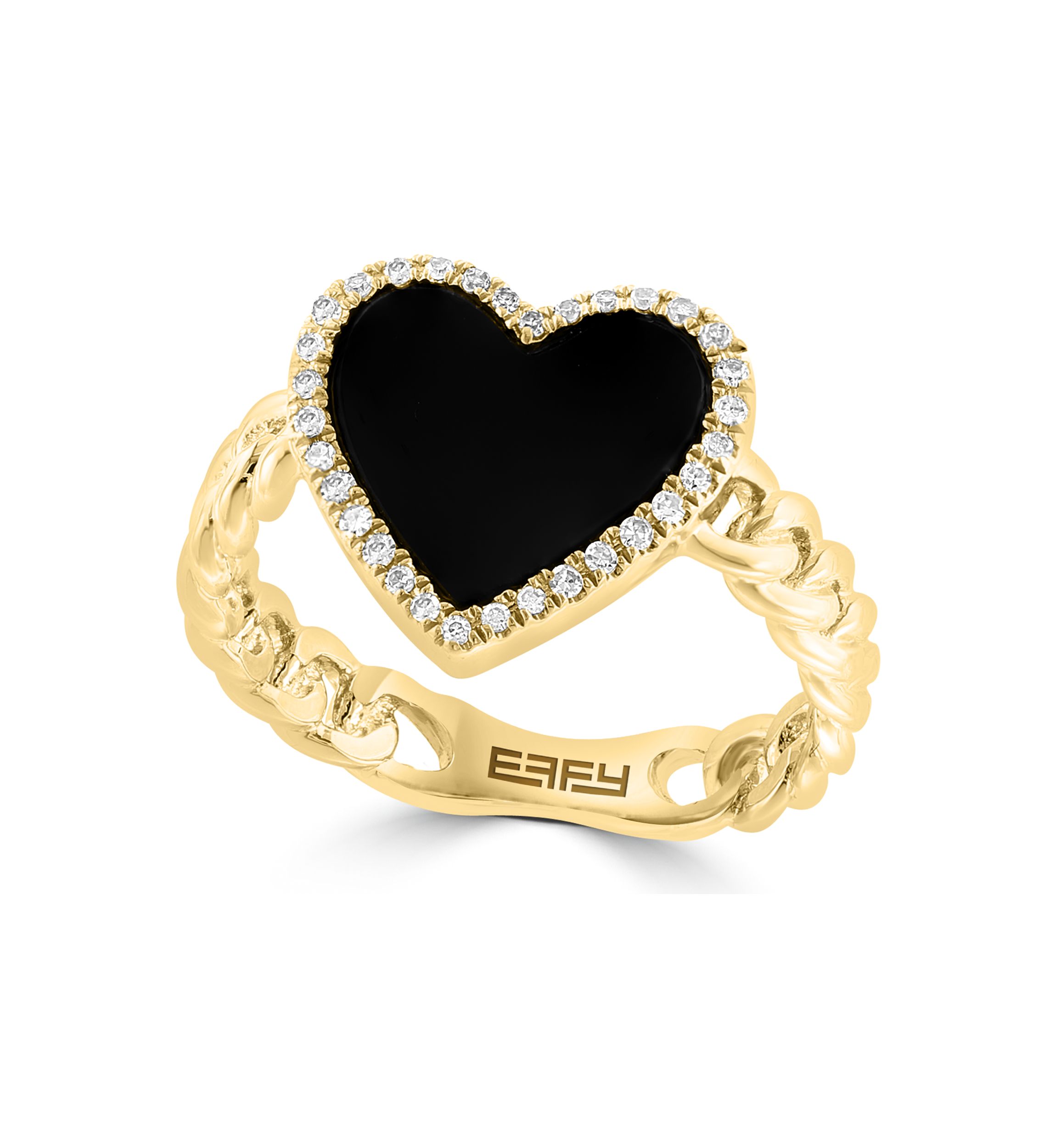 14K Yellow Gold Diamond and Onyx Ring
