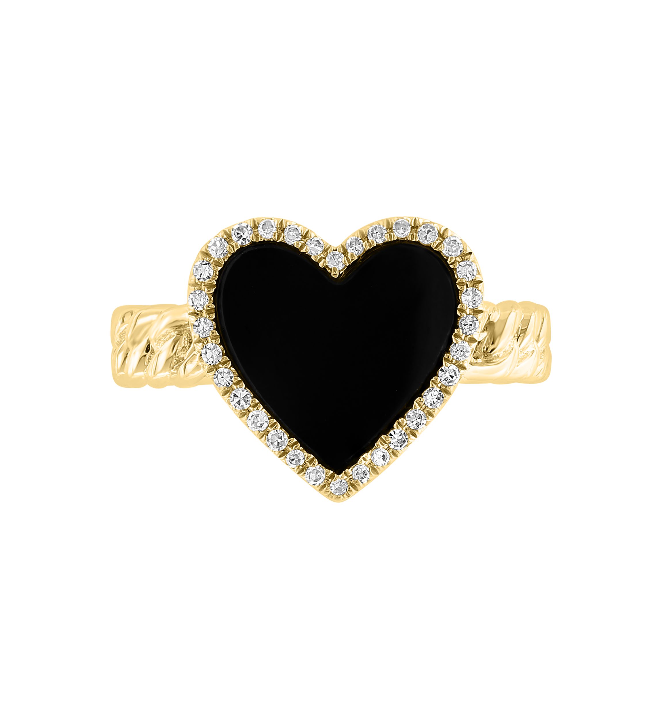 14K Yellow Gold Diamond and Onyx Ring