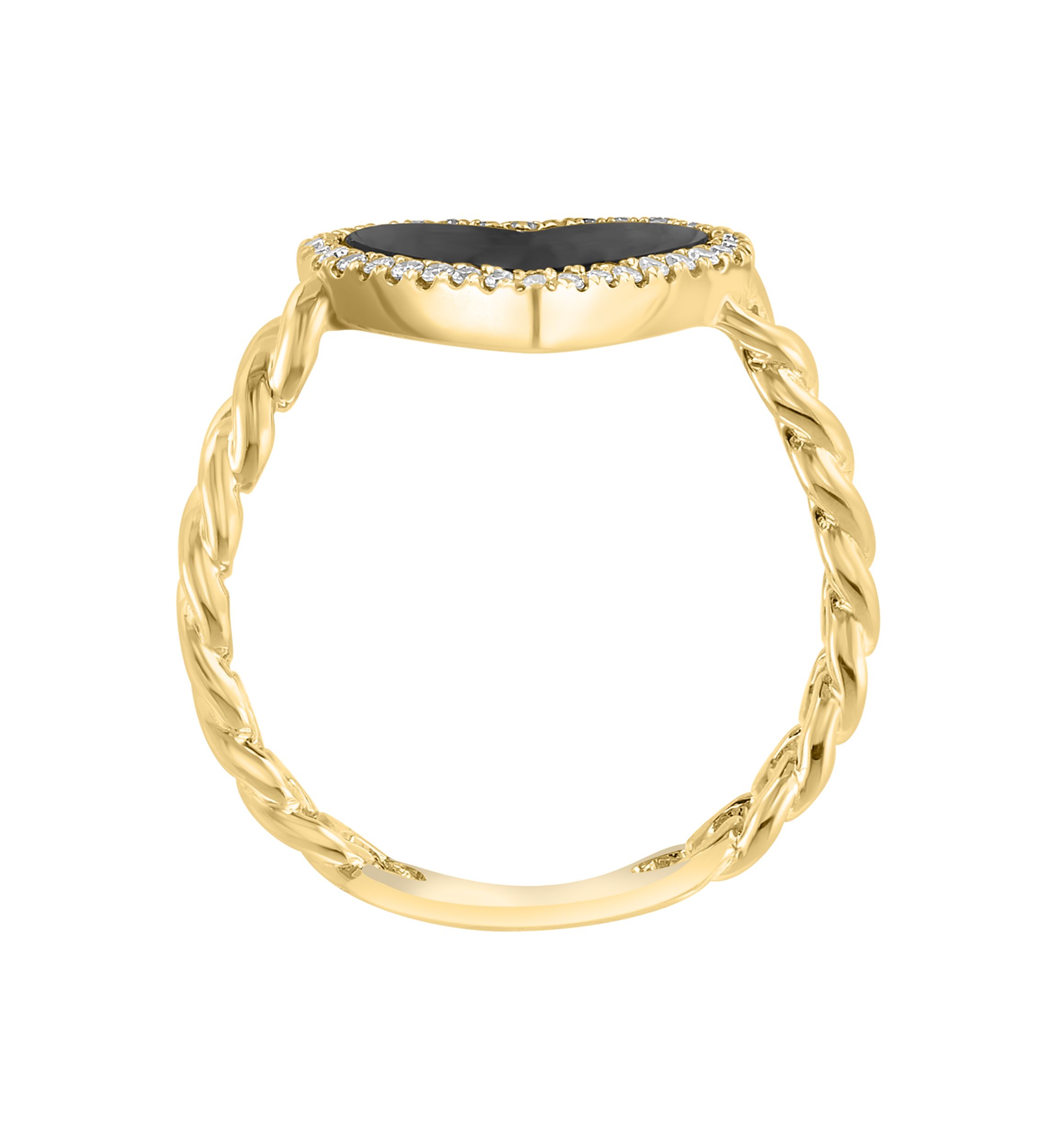 14K Yellow Gold Diamond and Onyx Ring
