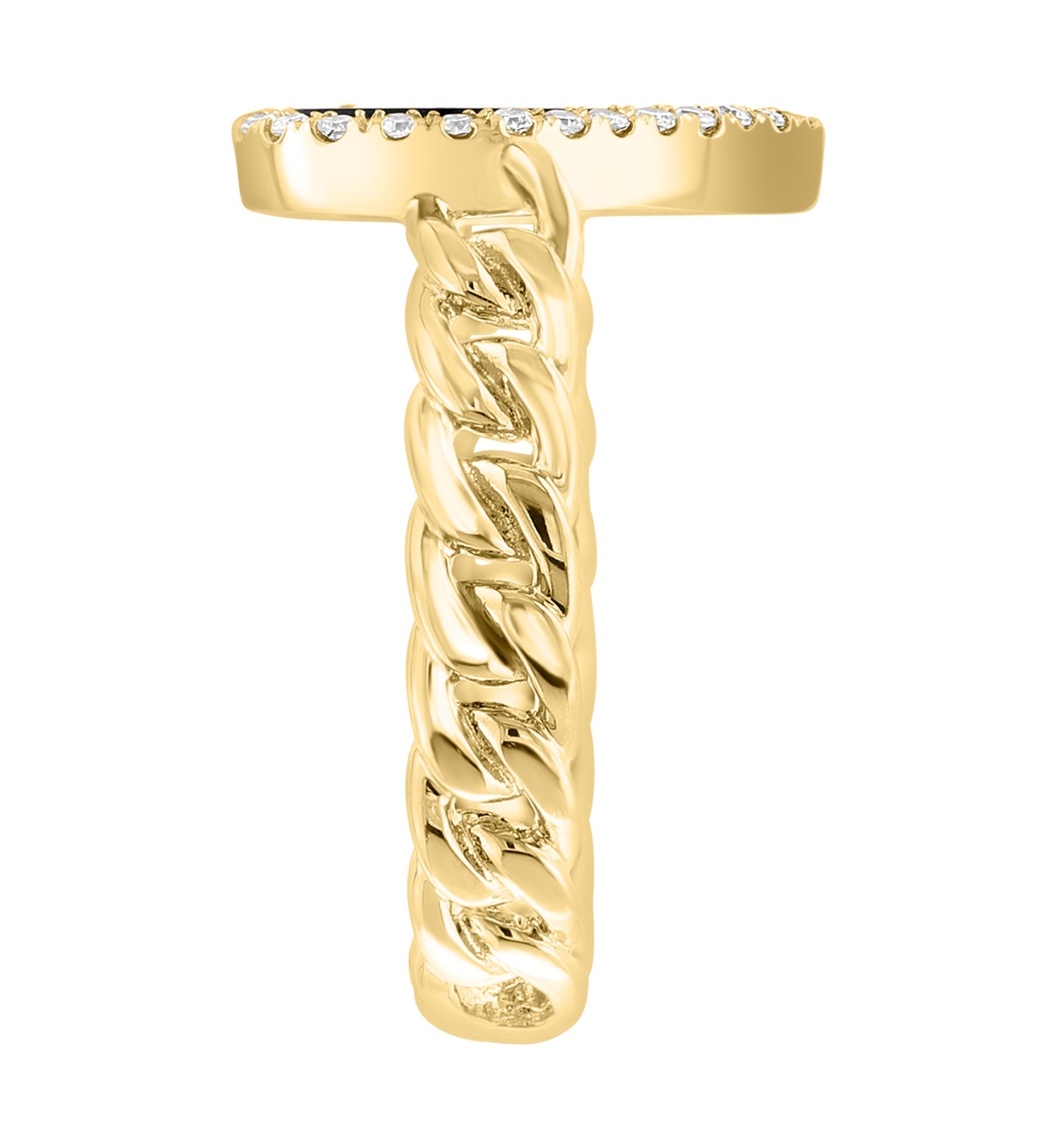 14K Yellow Gold Diamond and Onyx Ring