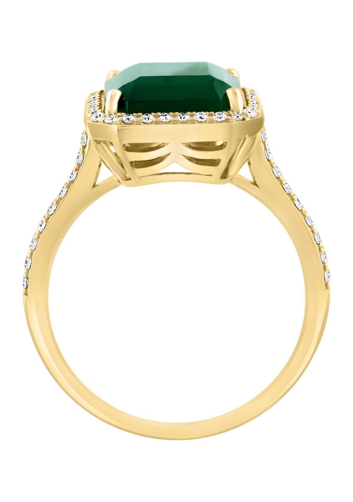   Diamond and Green Onyx Ring in 14K Yellow Gold 