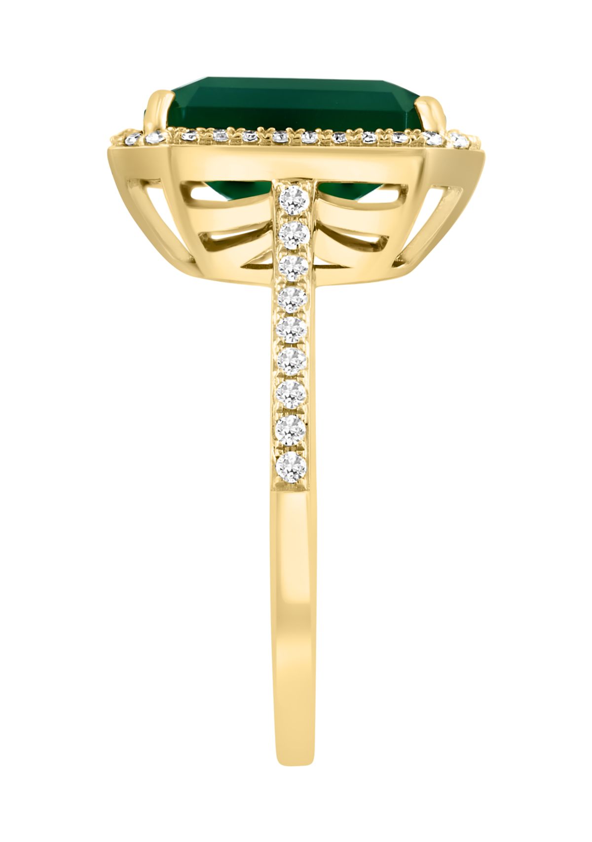   Diamond and Green Onyx Ring in 14K Yellow Gold 