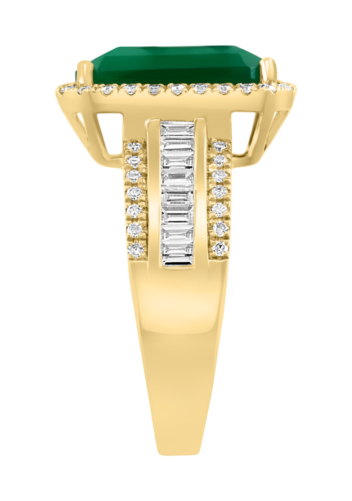   Diamond and Green Onyx Ring in 14K Yellow Gold 