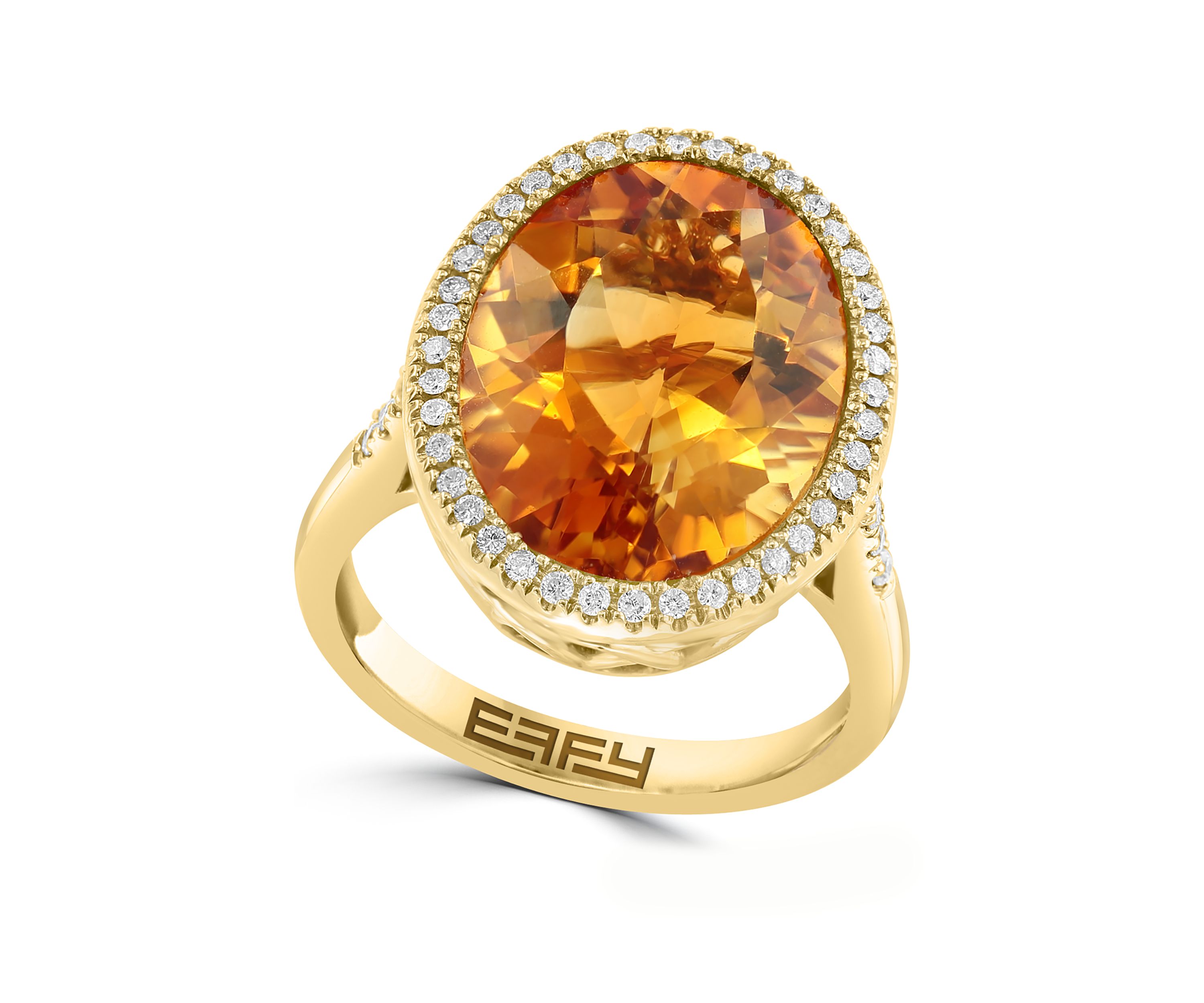 1/4 c.t t.w. Diamond Round Citrine Ring in Yellow Gold