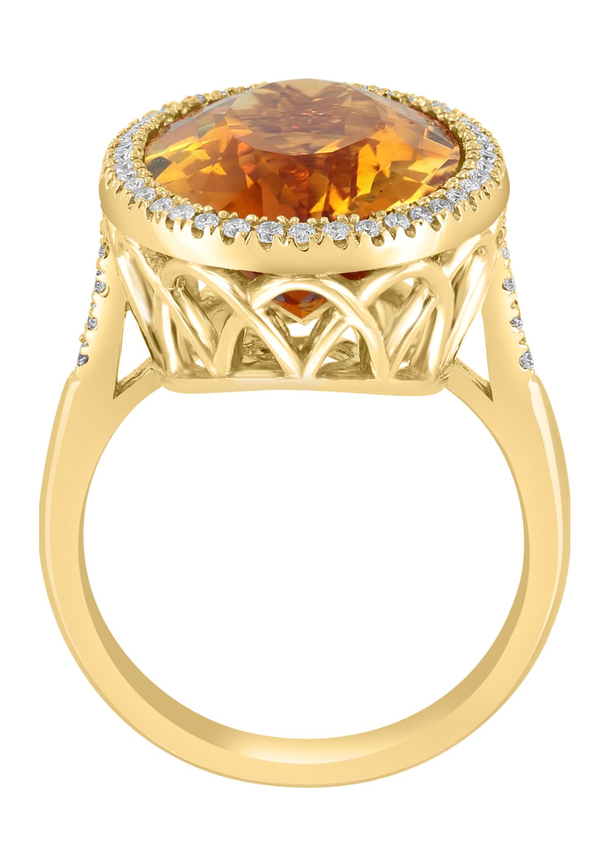 1/4 c.t t.w. Diamond Round Citrine Ring in Yellow Gold