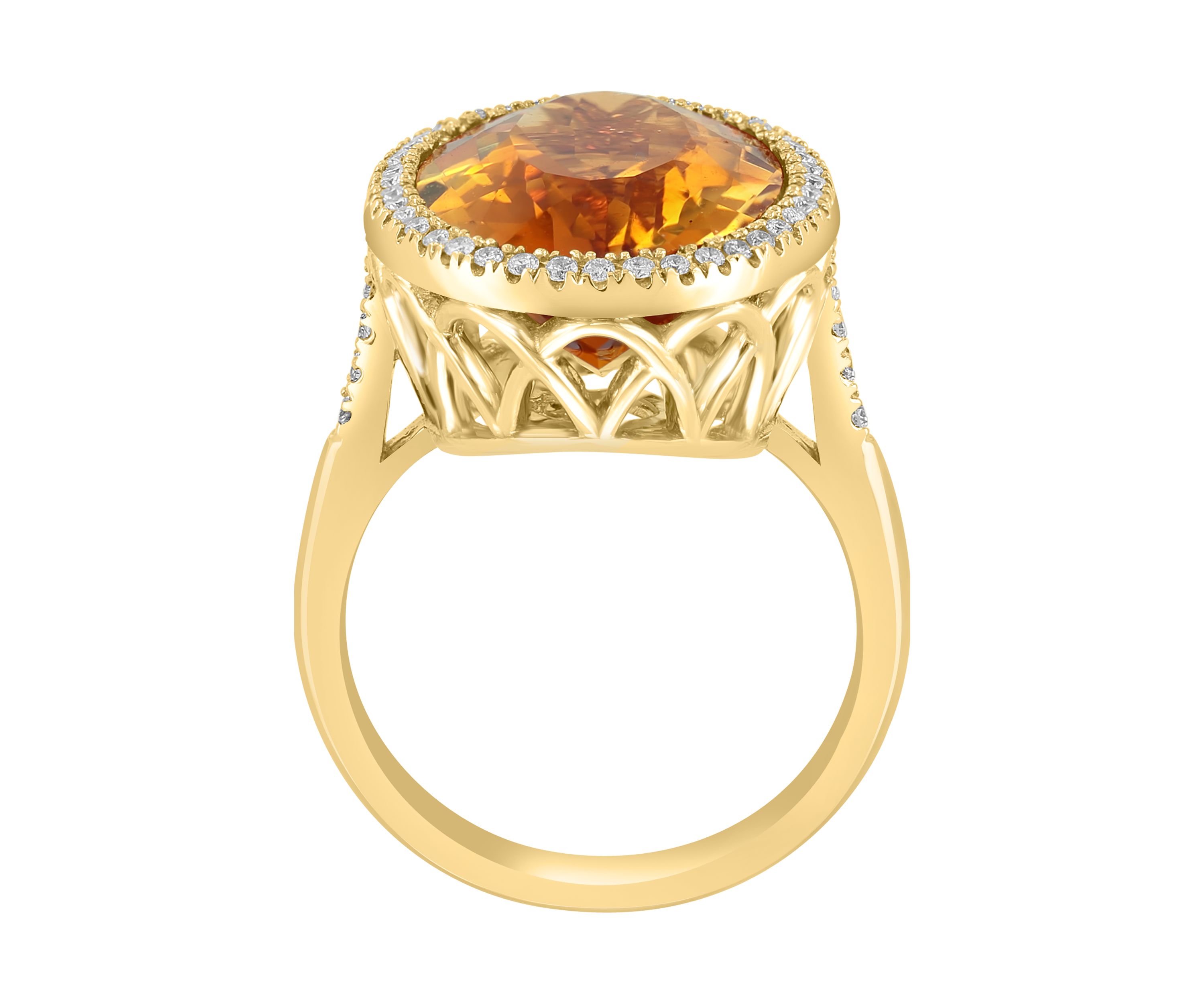 1/4 c.t t.w. Diamond Round Citrine Ring in Yellow Gold