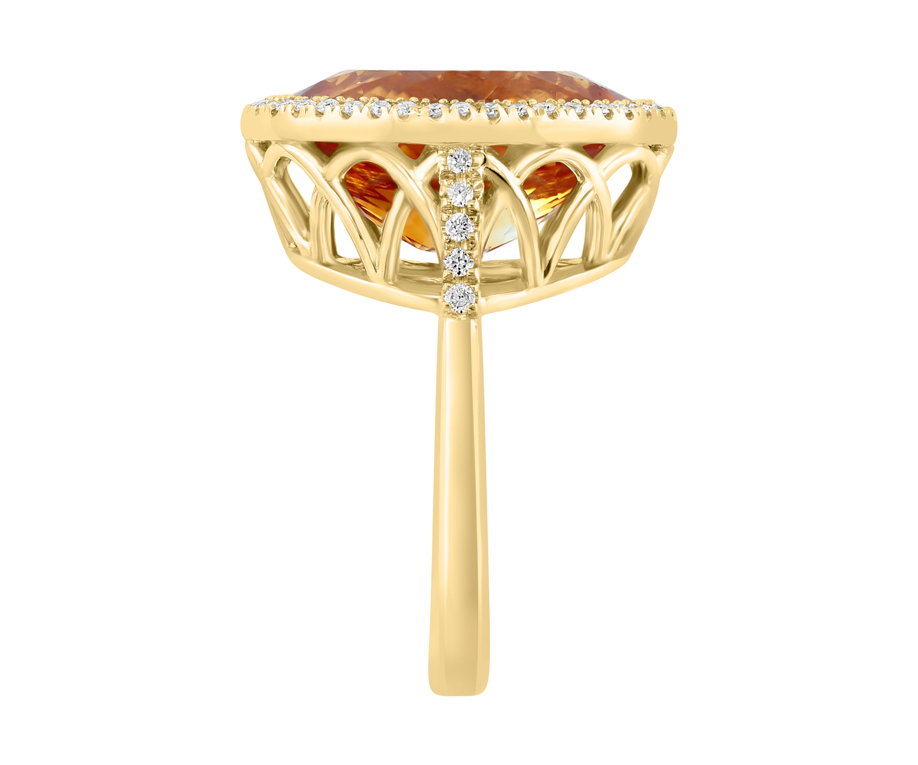 1/4 c.t t.w. Diamond Round Citrine Ring in Yellow Gold