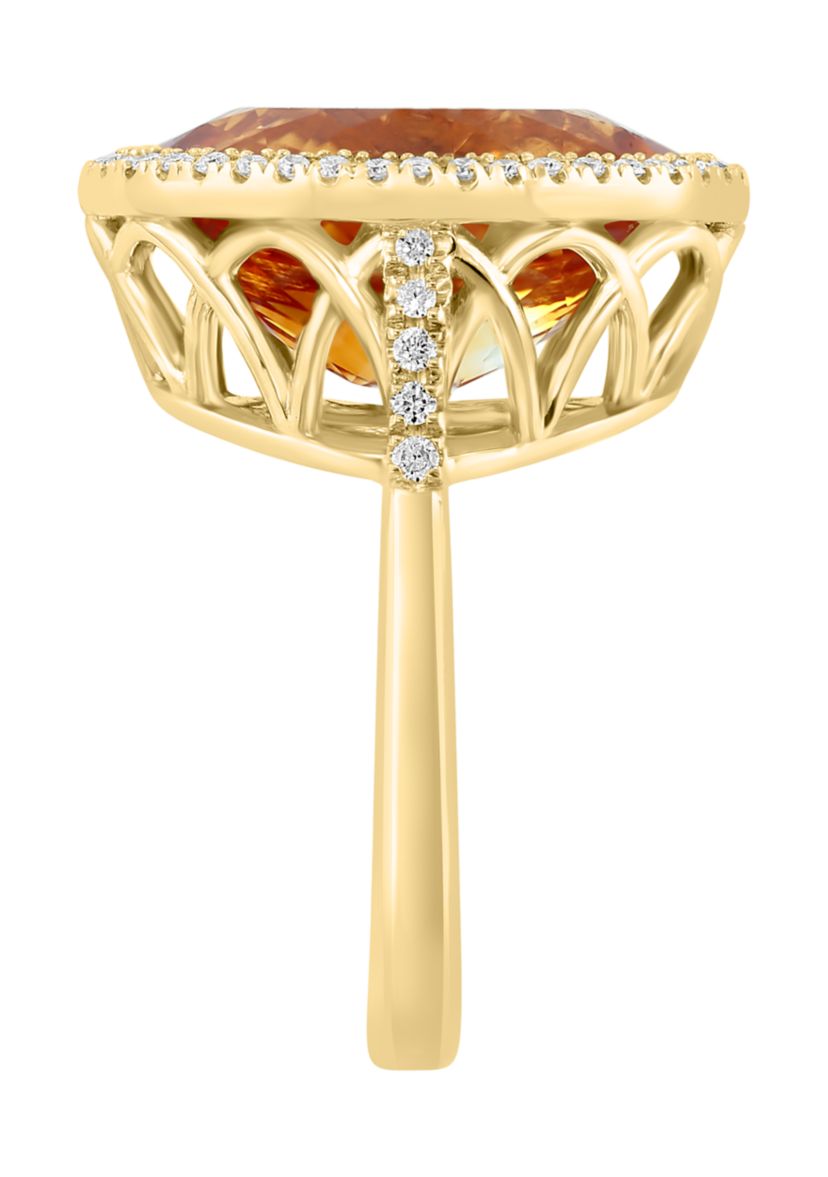 1/4 c.t t.w. Diamond Round Citrine Ring in Yellow Gold