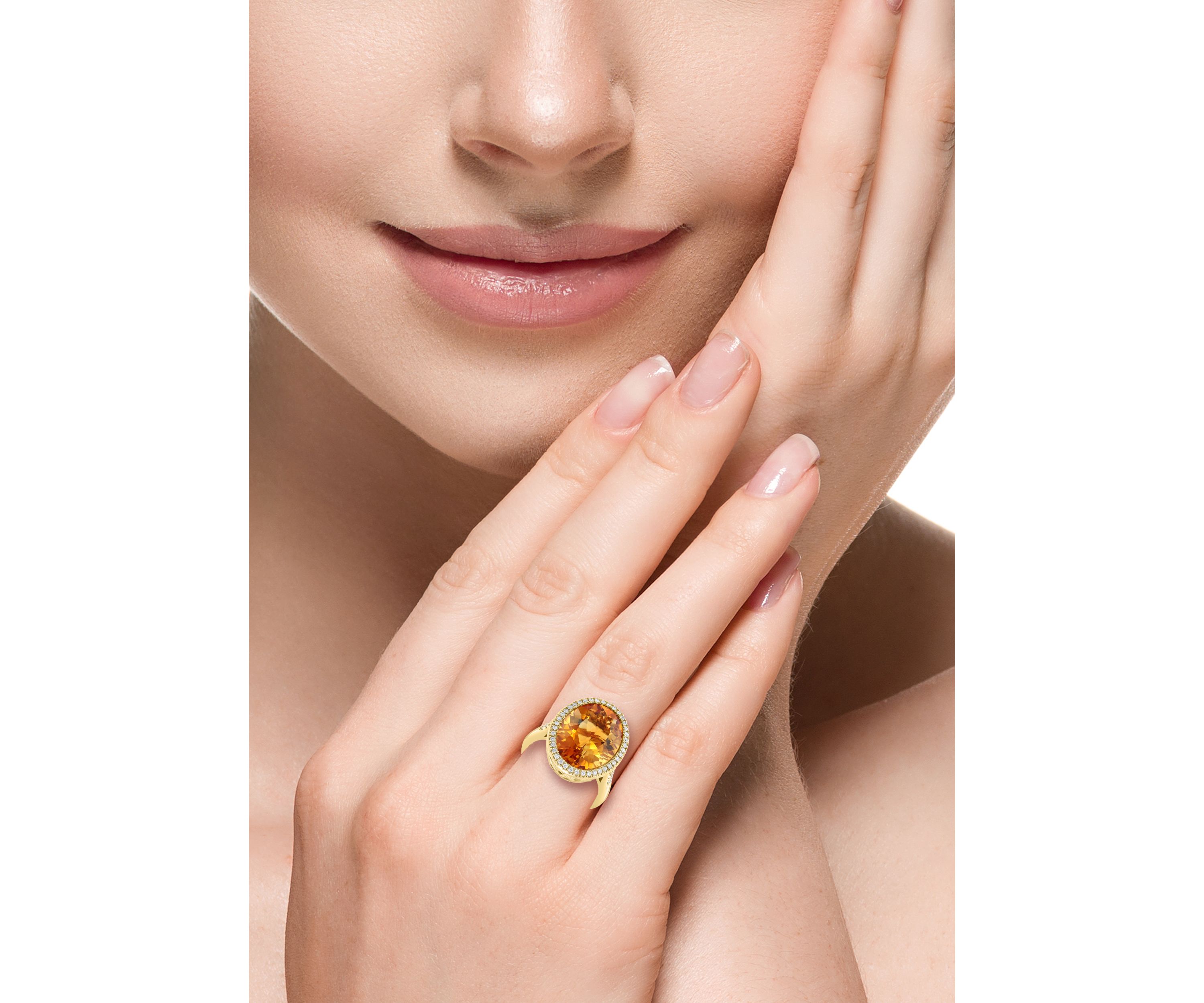 1/4 c.t t.w. Diamond Round Citrine Ring in Yellow Gold