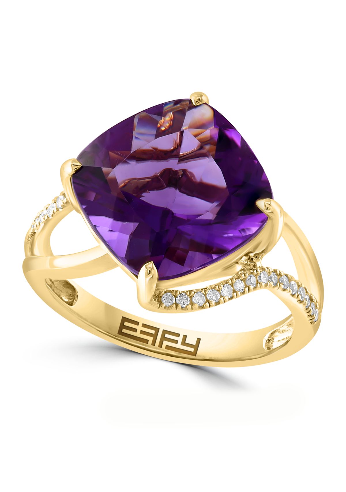 1/8 ct. t.w. Diamond Amethyst Ring in 14K Yellow Gold