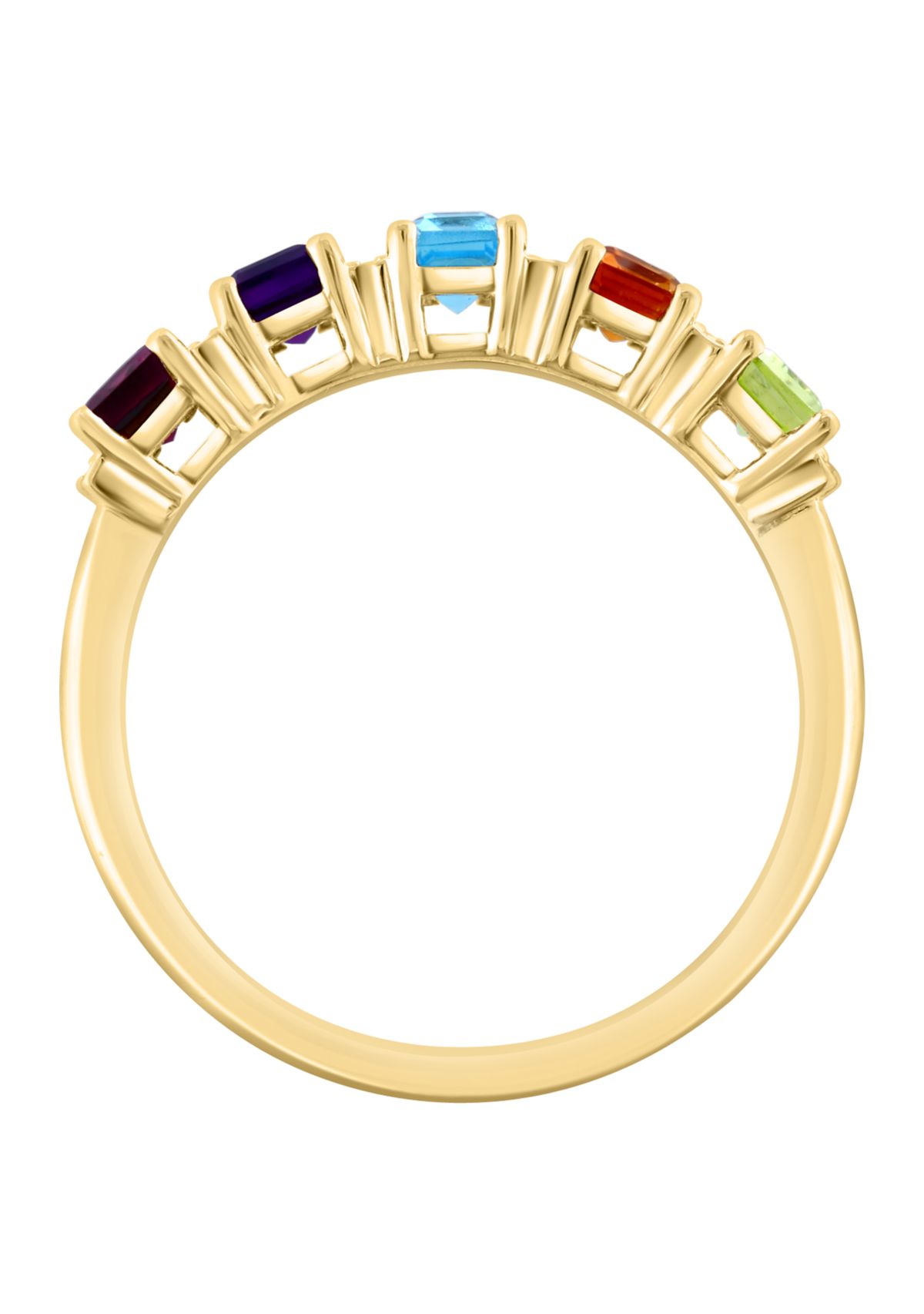 1/10 ct. t.w. Diamond, Amethyst, Blue Topaz, Citrine, Rhodolite, Peridot Ring in 14K Yellow Gold