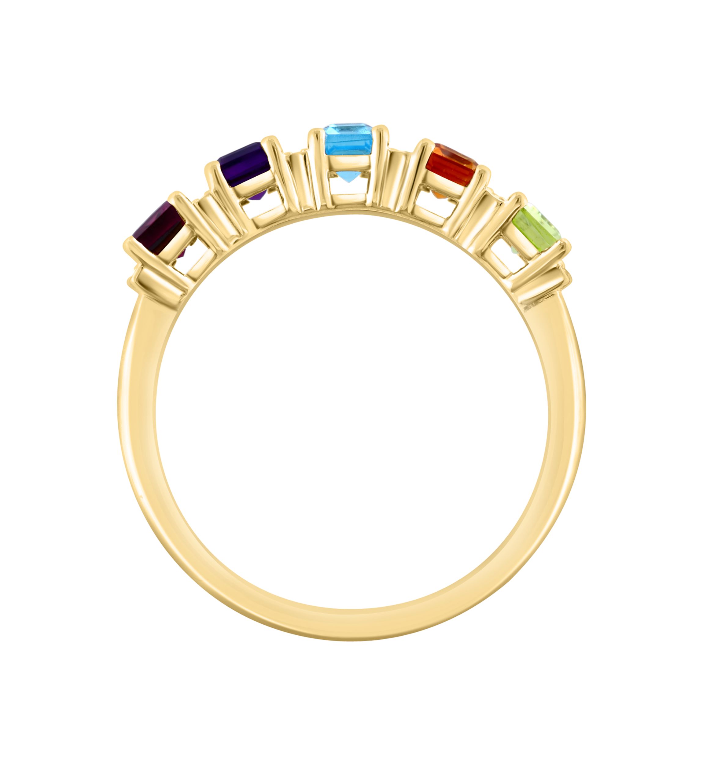 1/10 ct. t.w. Diamond, Amethyst, Blue Topaz, Citrine, Rhodolite, Peridot Ring in 14K Yellow Gold