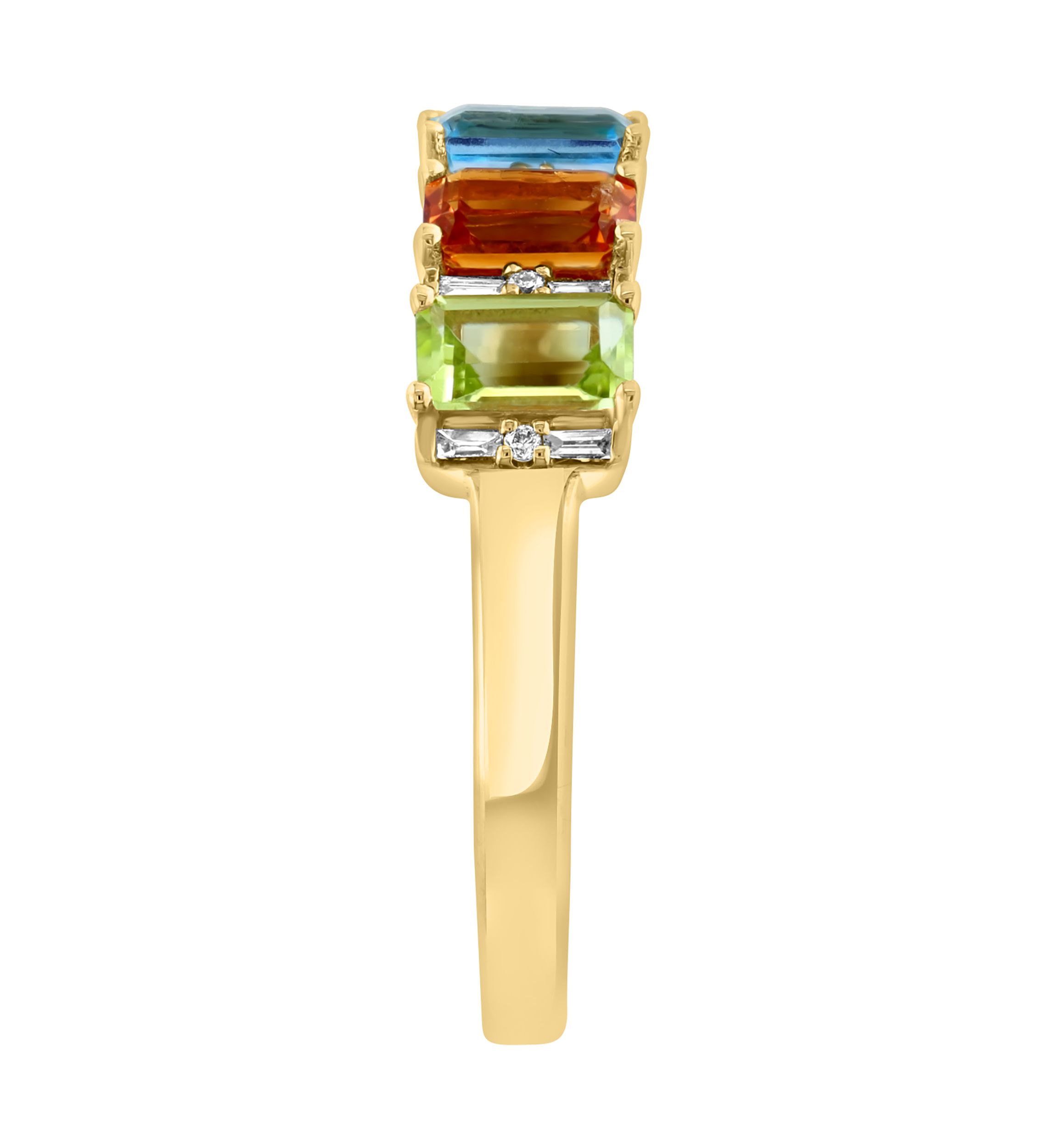 1/10 ct. t.w. Diamond, Amethyst, Blue Topaz, Citrine, Rhodolite, Peridot Ring in 14K Yellow Gold