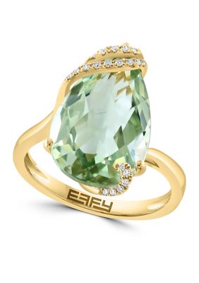 Effy Diamond And Green Amethyst Ring In 14K Yellow Gold