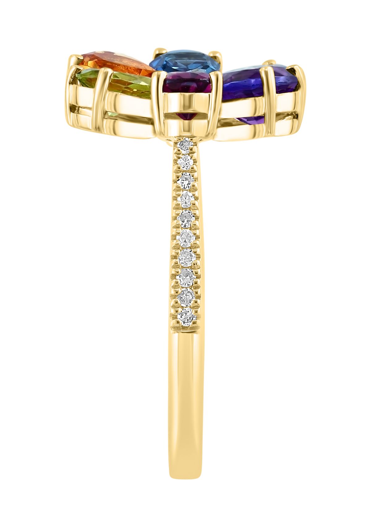 Diamond Multi Flower Ring in 14K Yellow Gold