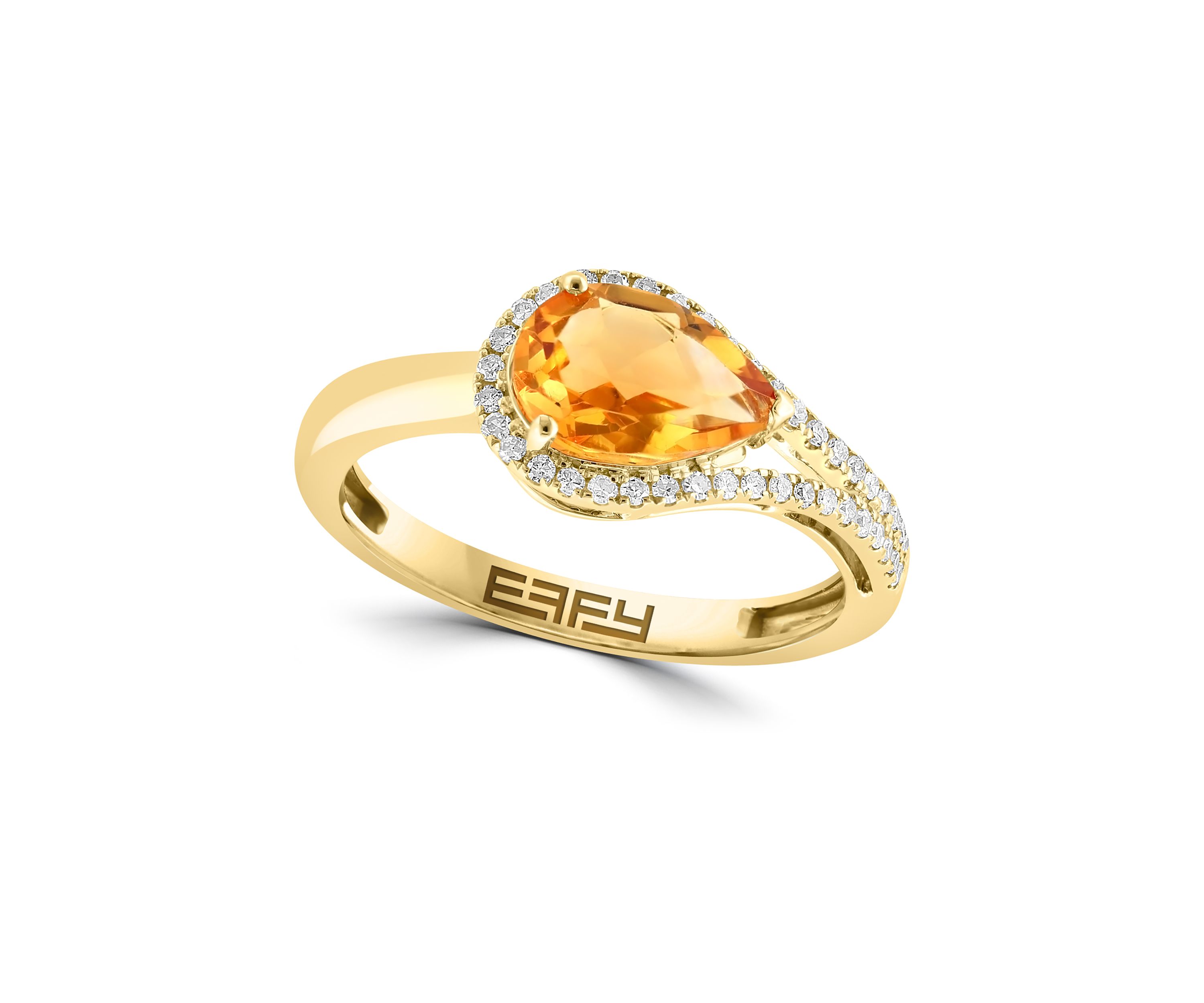 Diamond and Citrine Ring in 14K Yellow Gold
