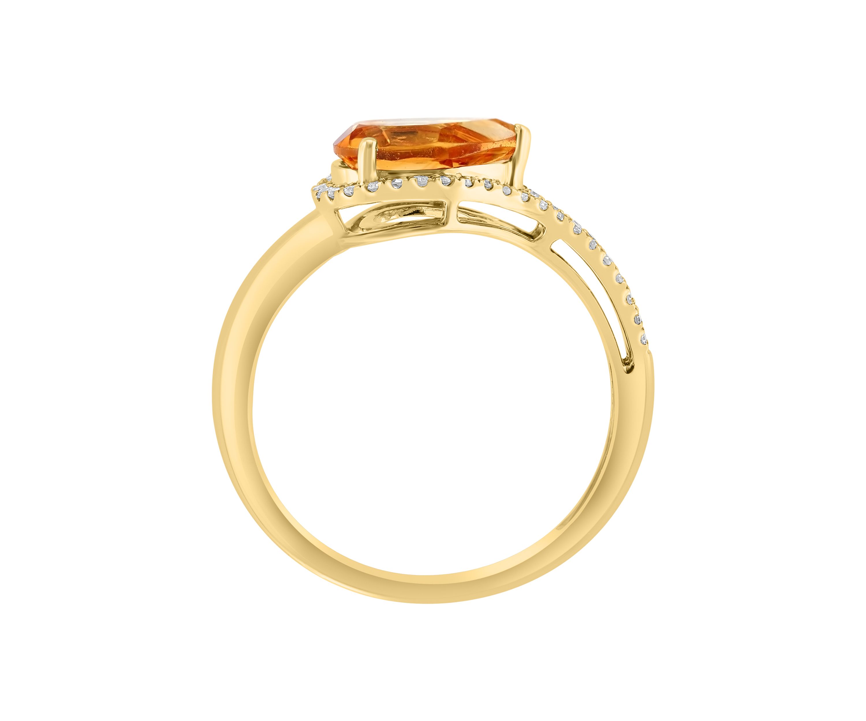 Diamond and Citrine Ring in 14K Yellow Gold