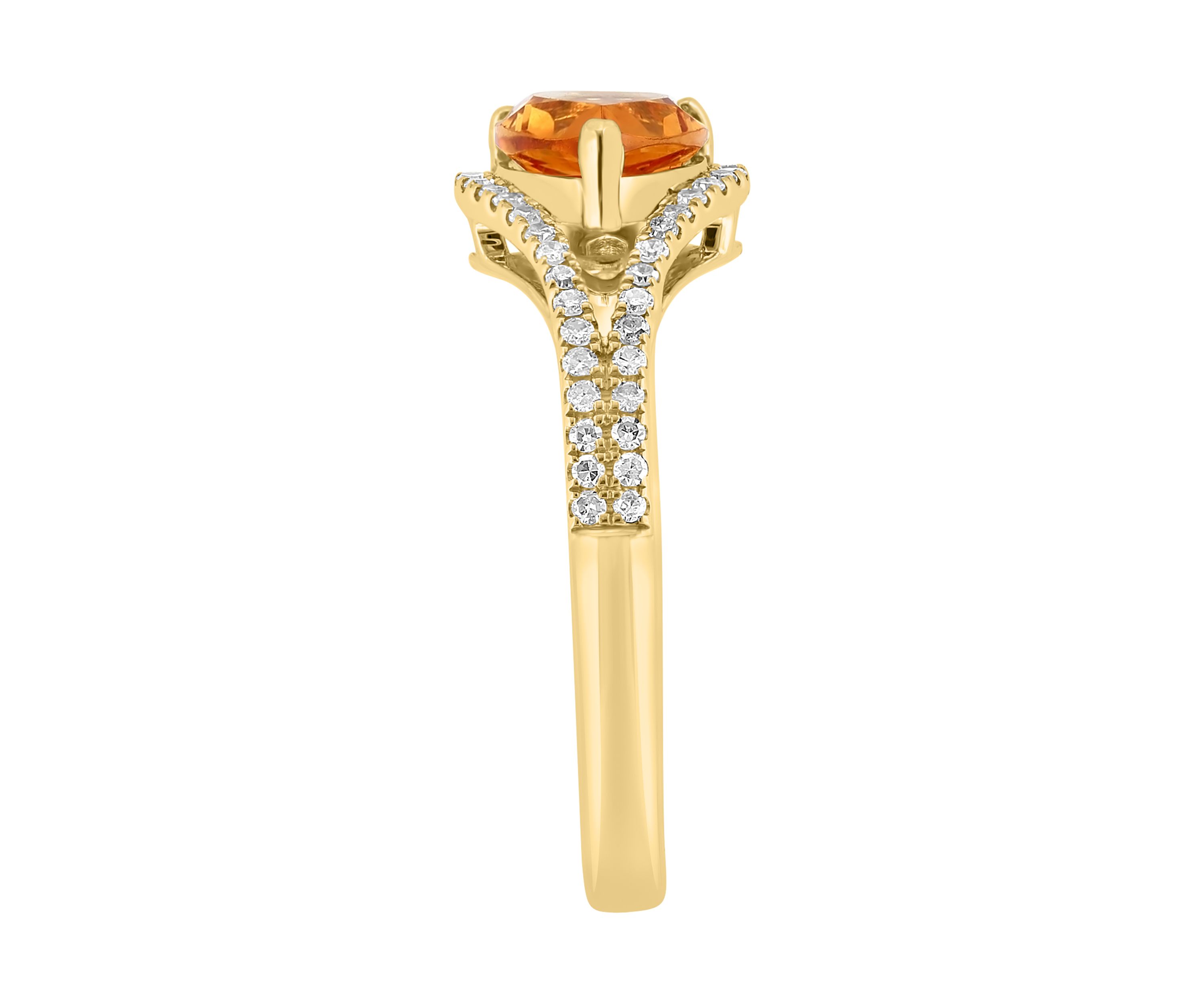 Diamond and Citrine Ring in 14K Yellow Gold