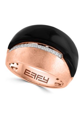 Effy 1/10 ct. t.w. Diamond, 5.3 ct. t.w. Onyx Ring in 14K Rose Gold -  5400451HRY0X755DX