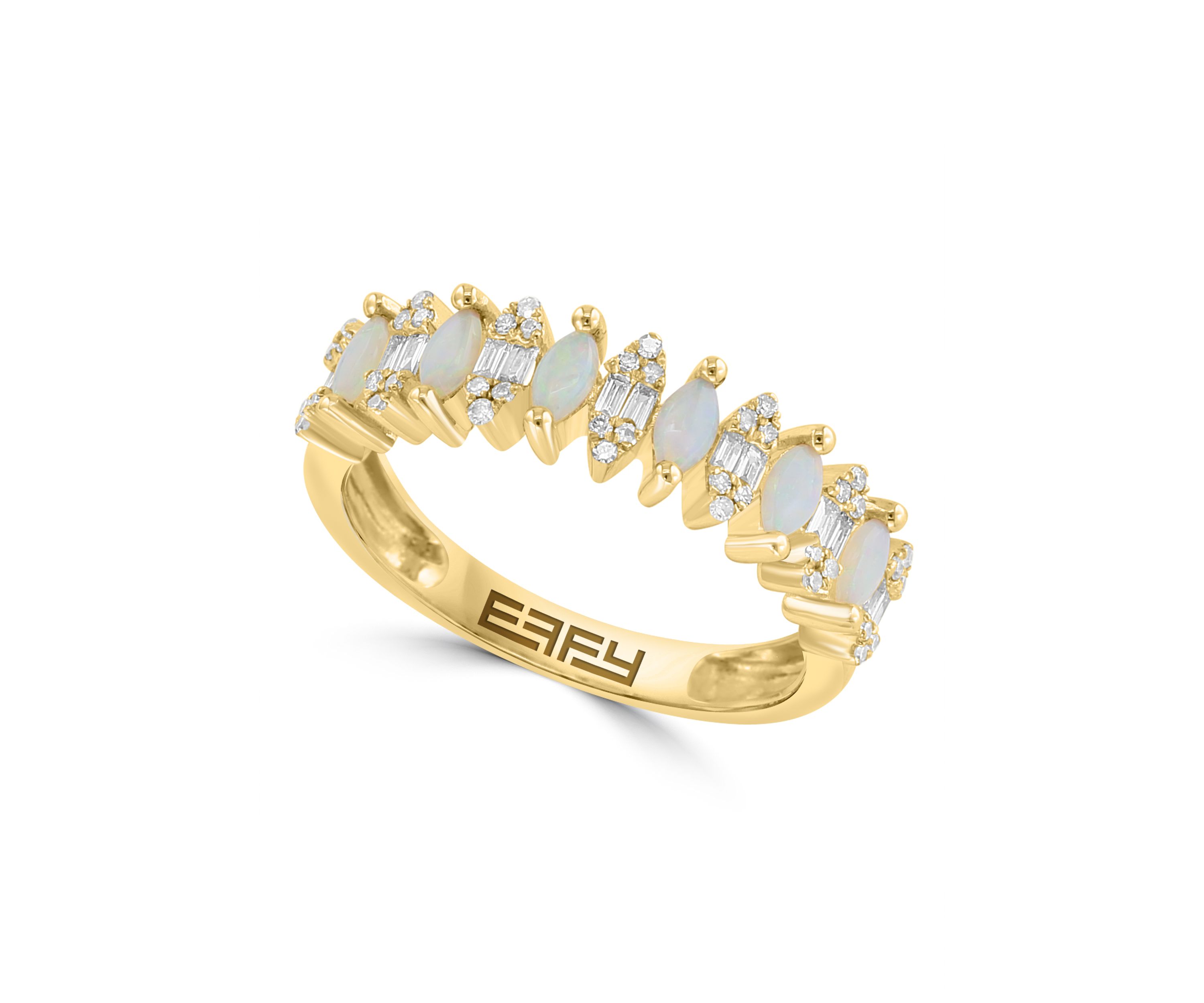 Diamond and Opal Ring in 14K Yellow Gold