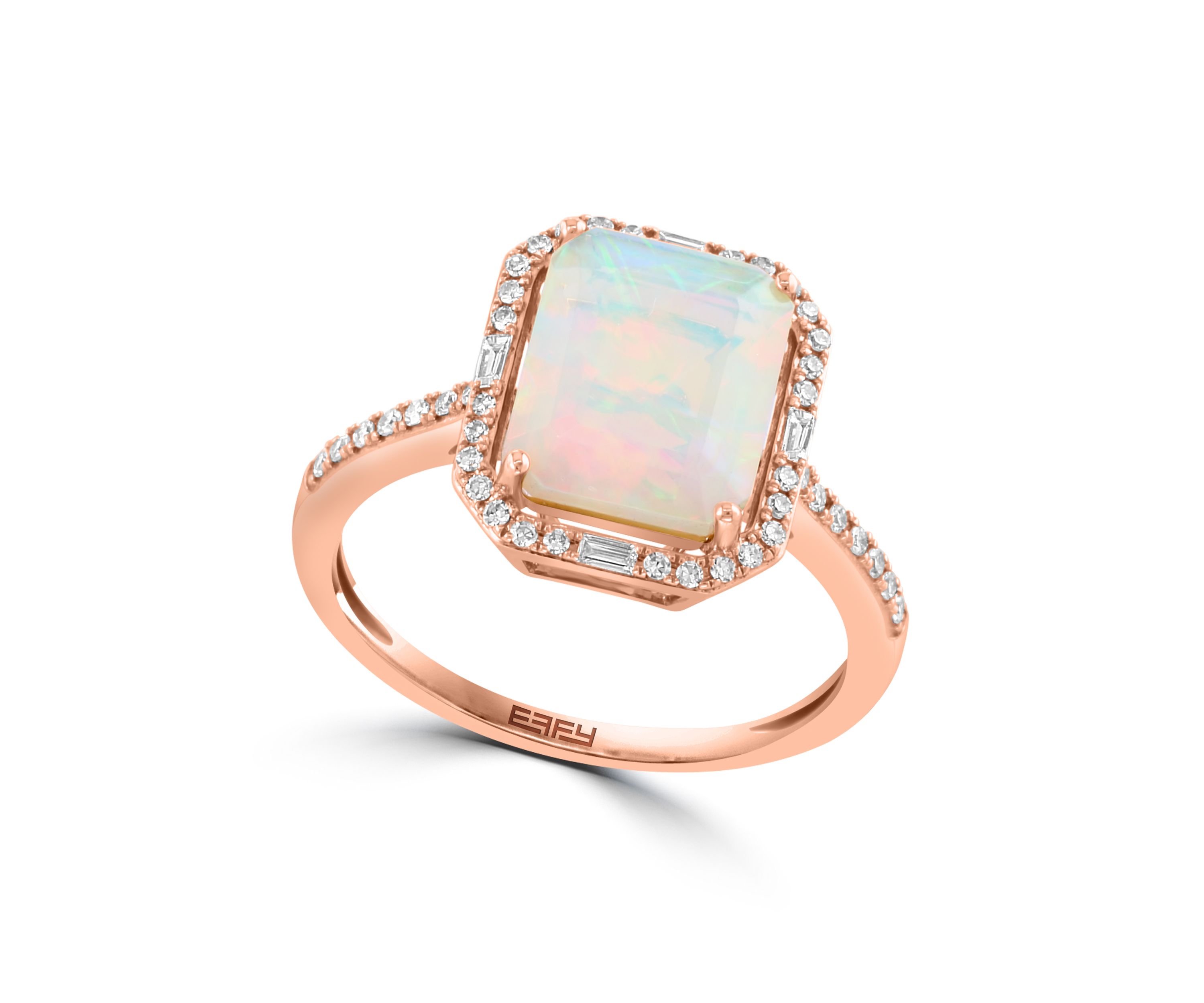Diamond and Ethiopian Opal Halo Ring in 14K Rose Gold