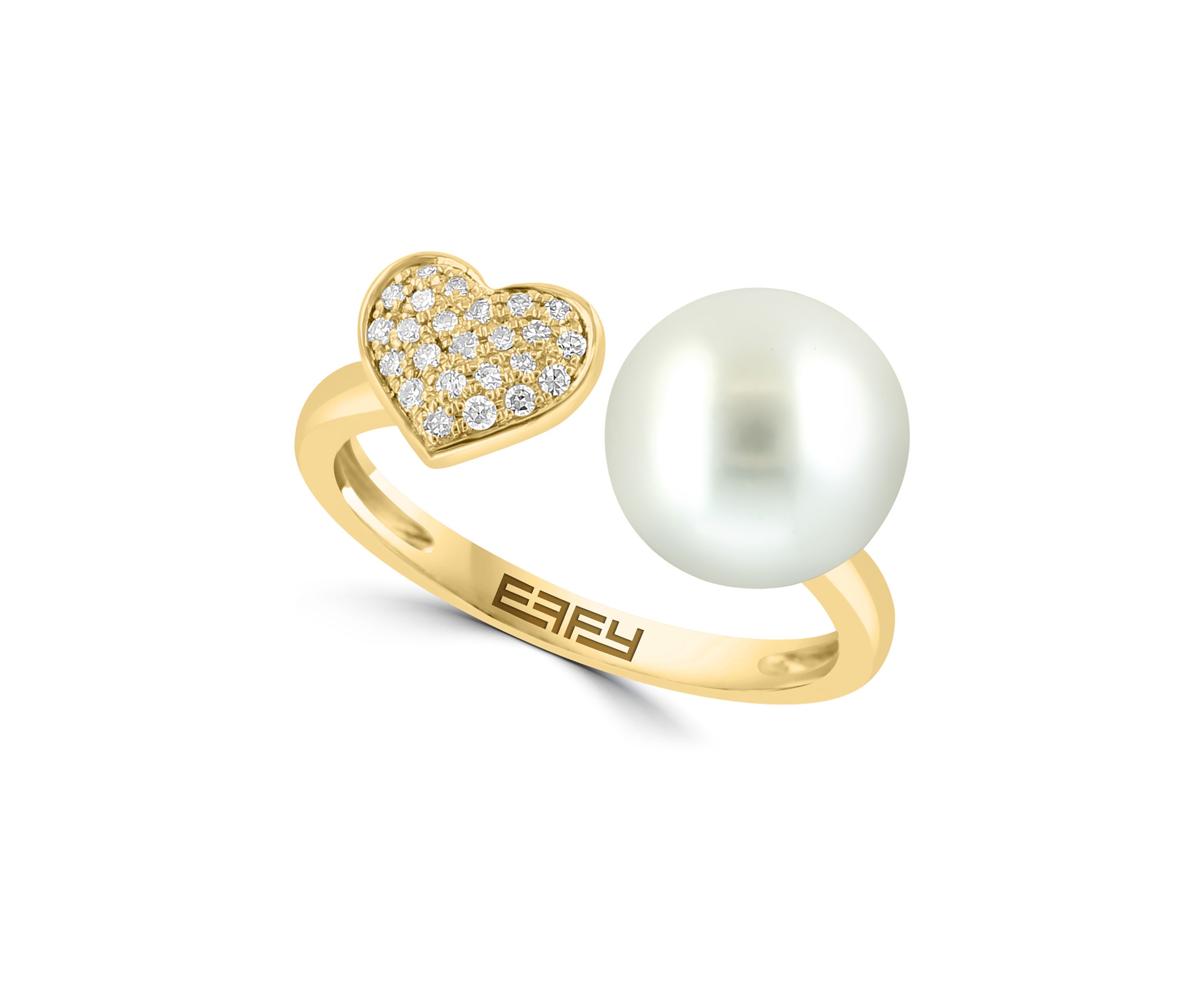 1/10 ct. t.w. Diamond, Freshwater Pearl Ring in 14K Yellow Gold