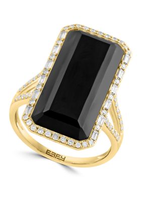 Effy 3/8 ct. t.w. Diamond, 8.1 ct. t.w. Onyx Ring in 14K Yellow Gold -  5400451HRY0Y553DX