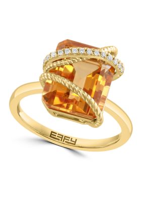 Effy 1/10 ct. t.w. Diamond, 5.5 ct. t.w. Citrine Ring in 14K Yellow Gold -  5400451HRY0Y688DC