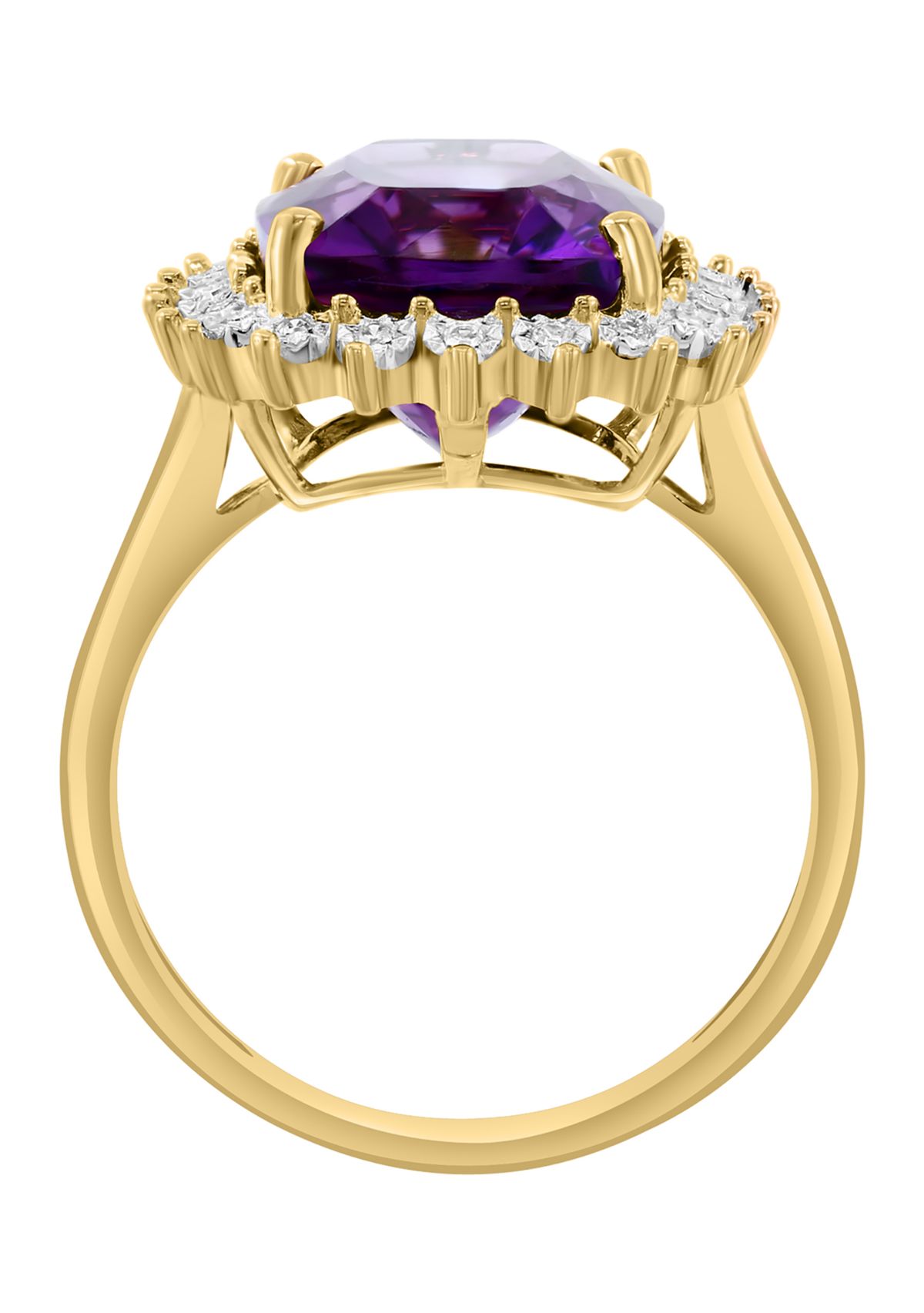Diamond and Amethyst Ring in 14K Yellow Gold
