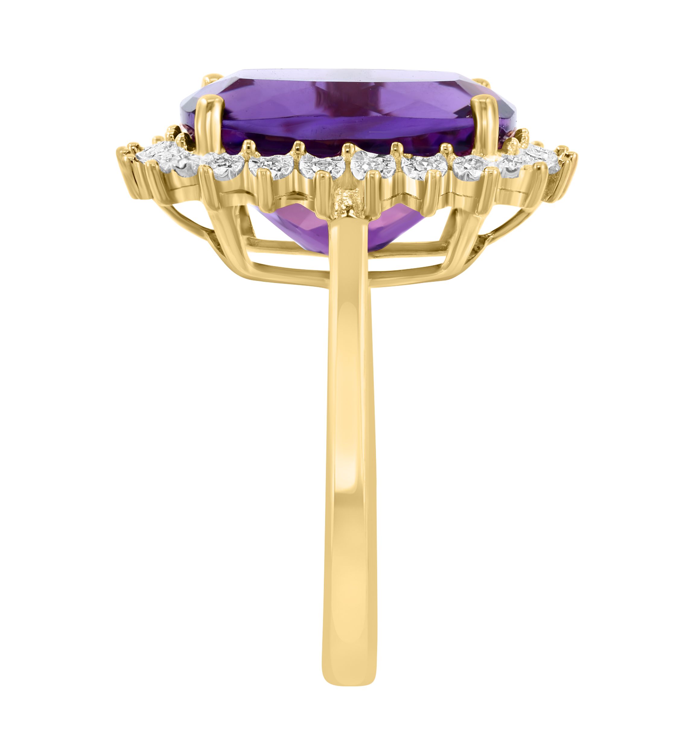 Diamond and Amethyst Ring in 14K Yellow Gold