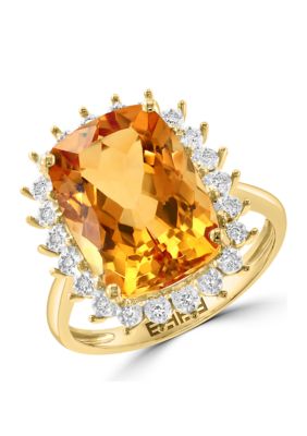 Effy 14K Yellow Gold Diamond, Citrine Ring -  5400451HRY0Y926DC