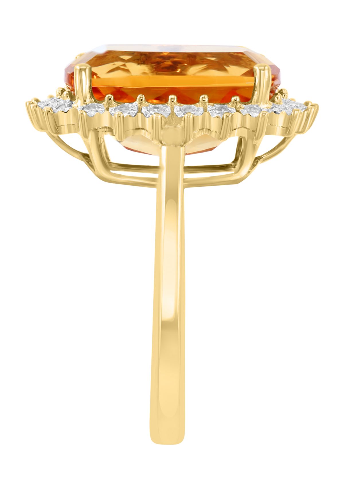 14K Yellow Gold Diamond, Citrine Ring