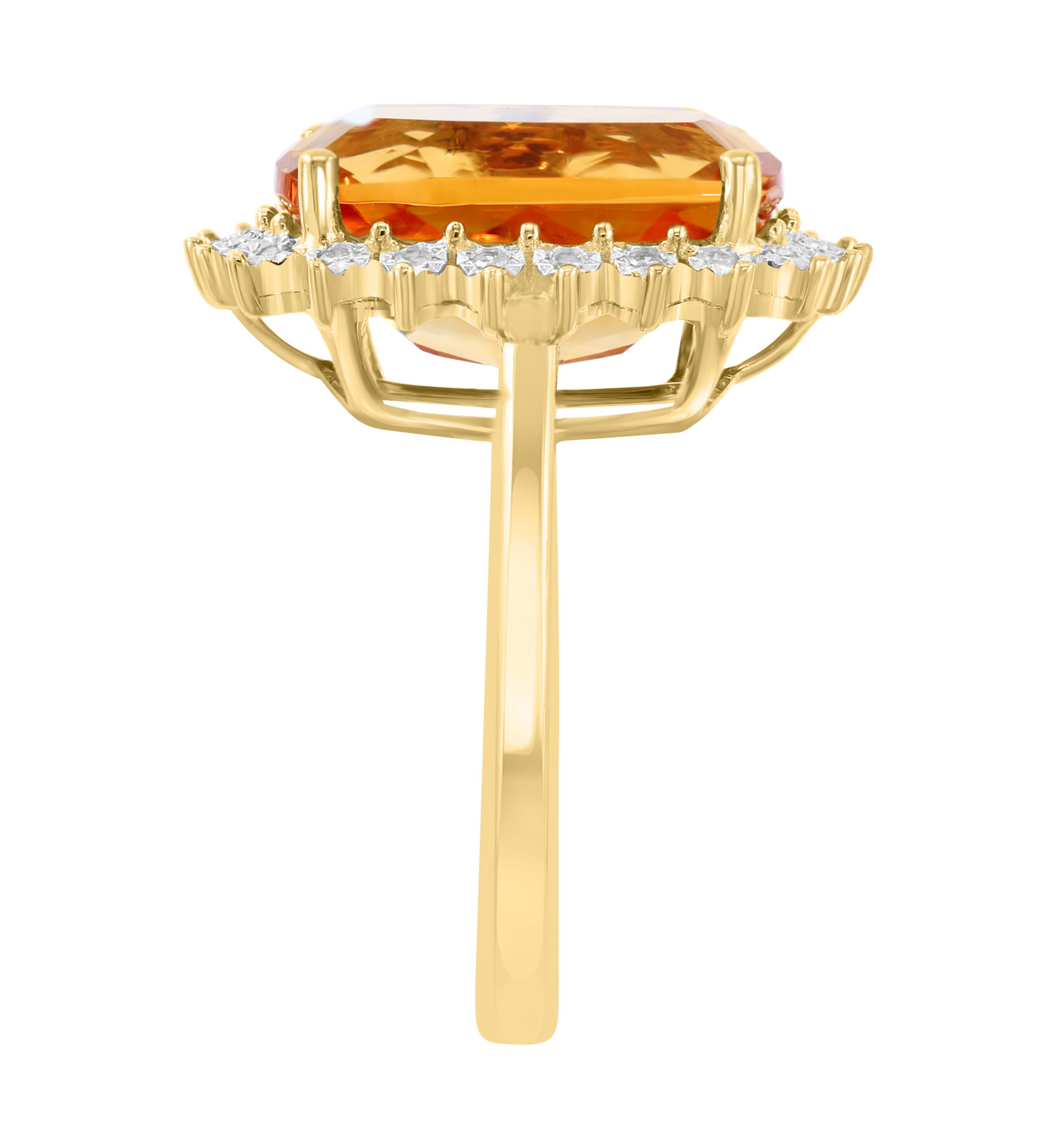 14K Yellow Gold Diamond, Citrine Ring