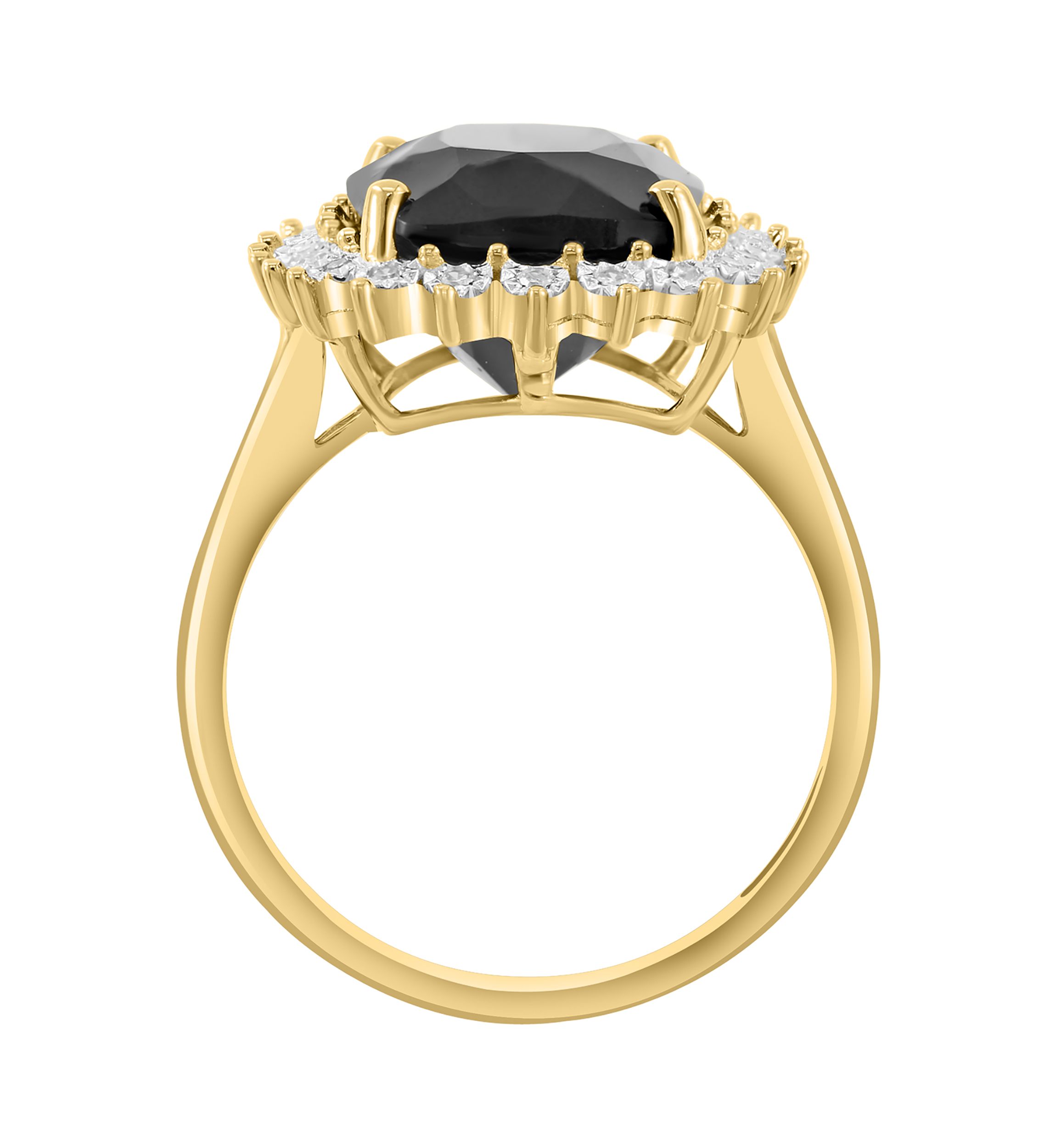 14K Yellow Gold Diamond, Onyx Ring
