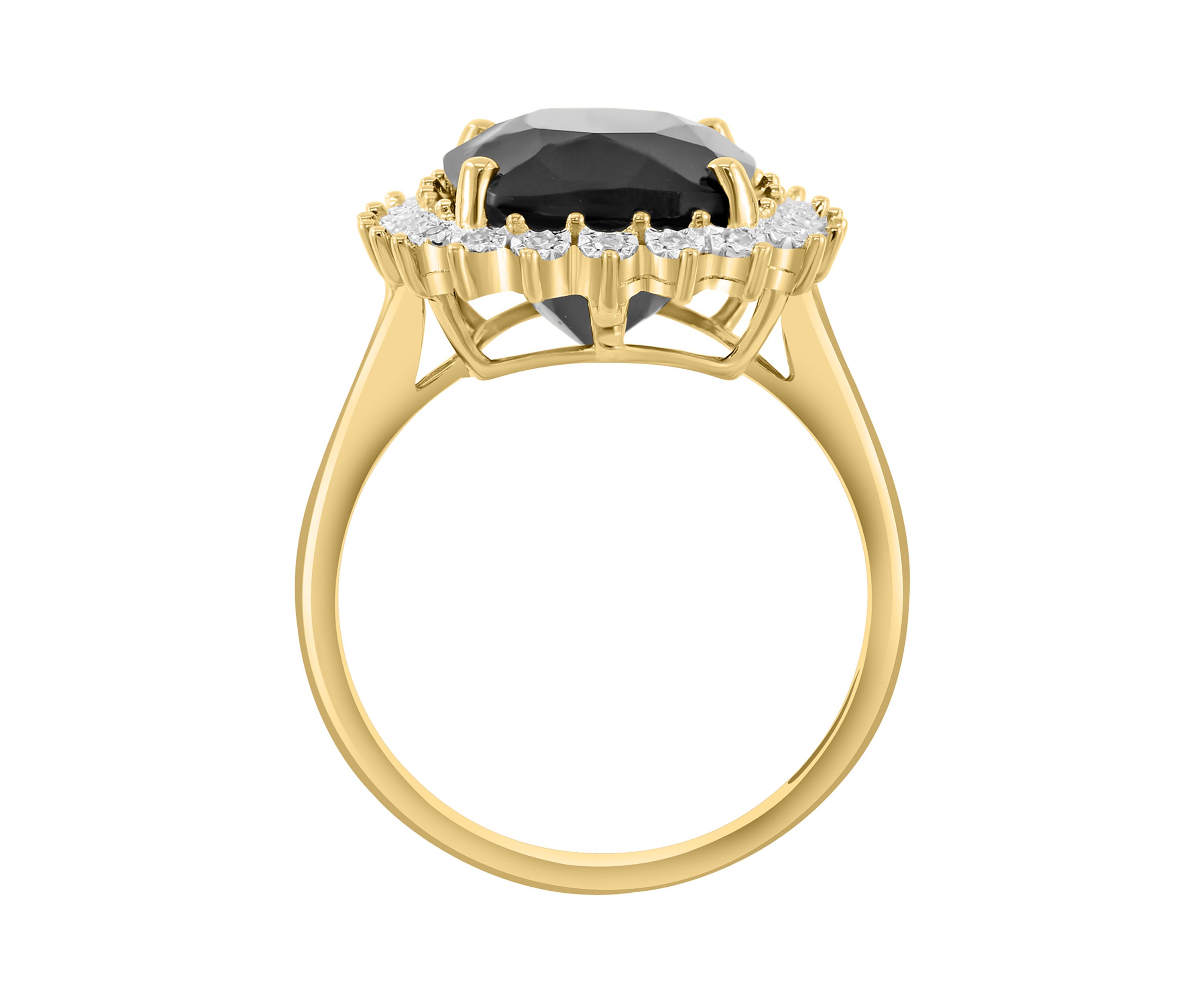 14K Yellow Gold Diamond, Onyx Ring